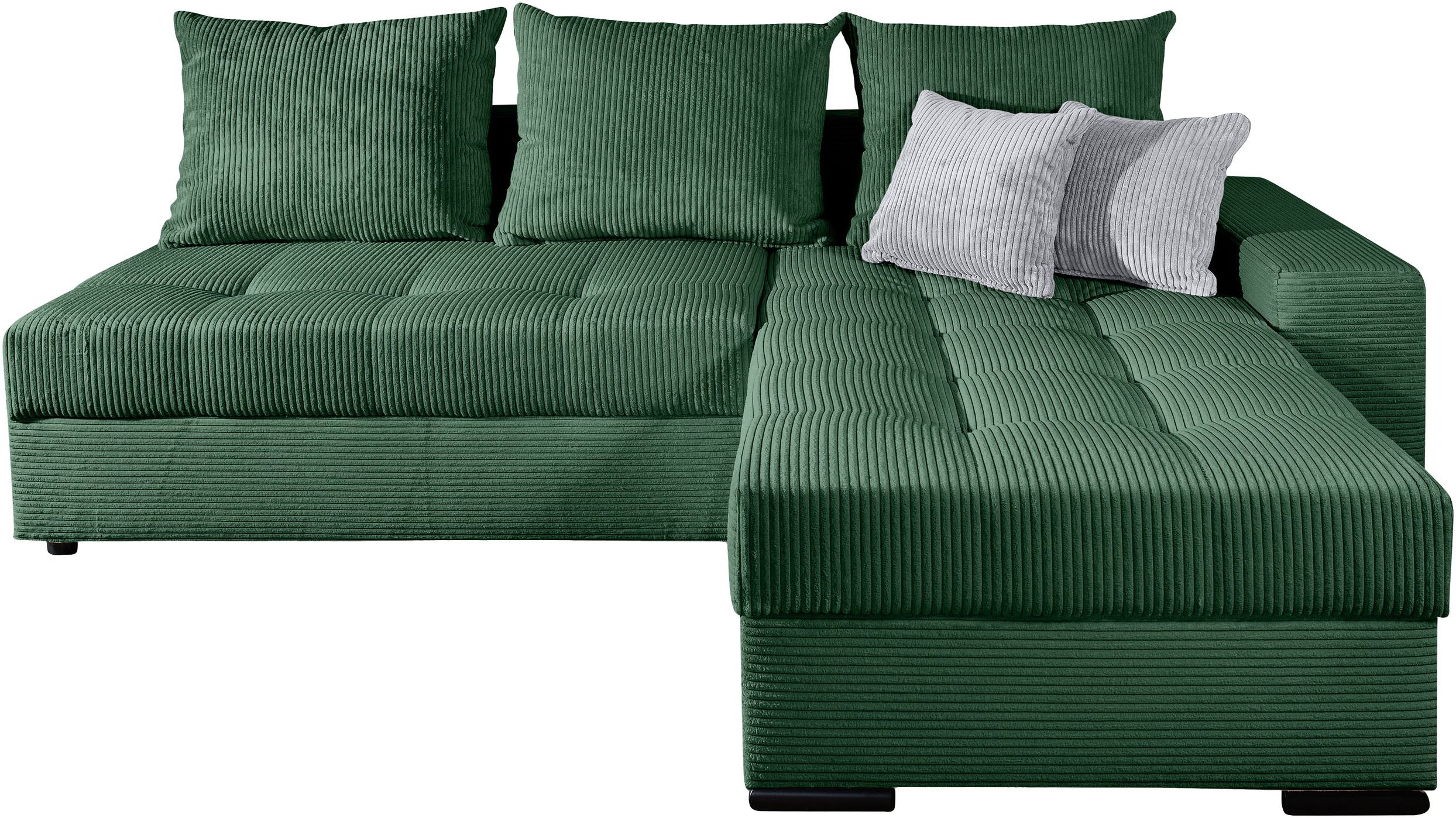 COLLECTION AB Ecksofa Josy L-Form, B: 214 cm in Cord, Cord-Mix, Bettfunktion, Bettkasten & 2 Zierkissen, Federkern