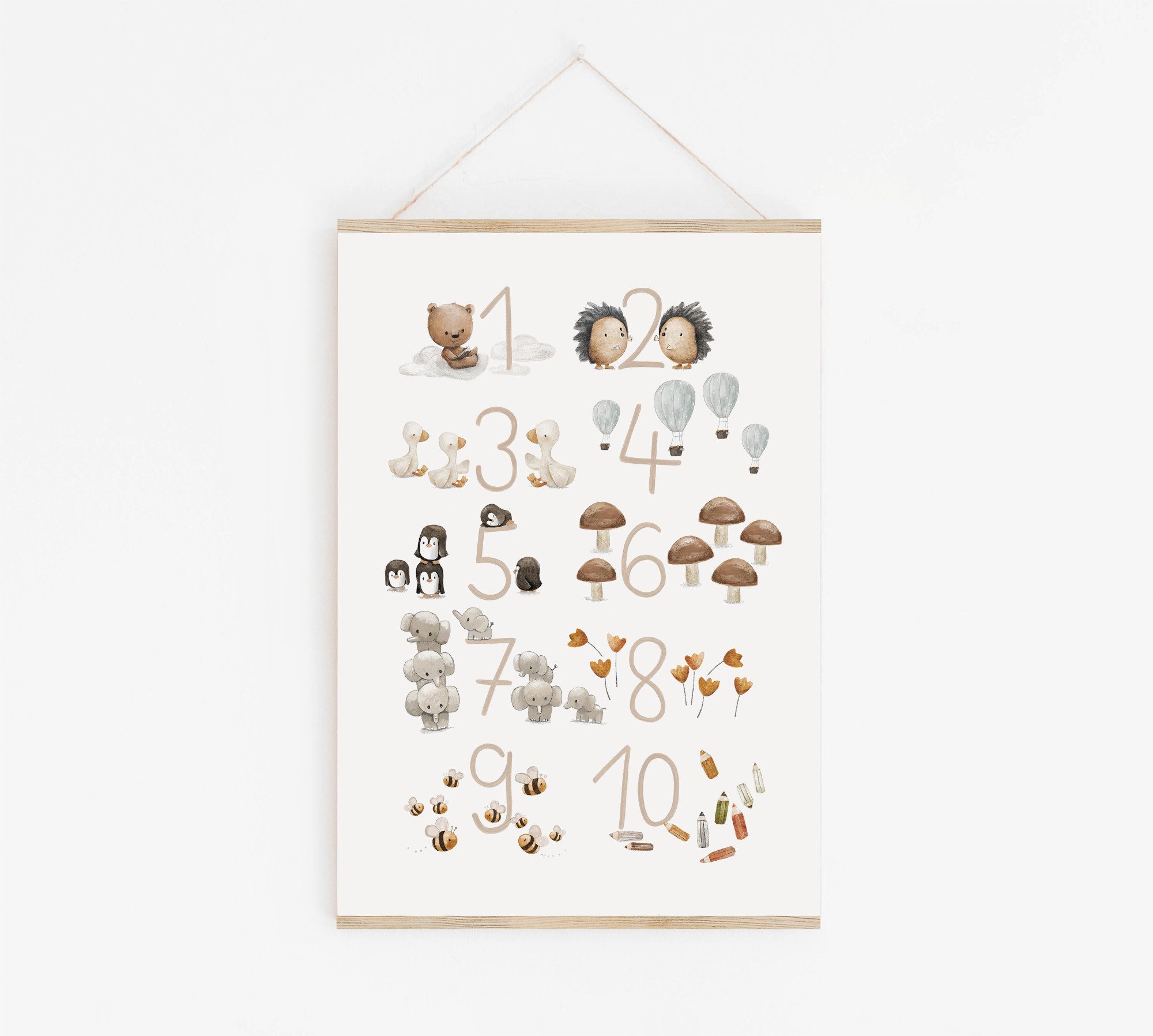 Pipapier Poster Kinderposter "Zahlen lernen", Kinderzimmer Lernposter, Zahlenposter, erhältlich in DIN A4, A3 und A2 – Bild 2 von 3