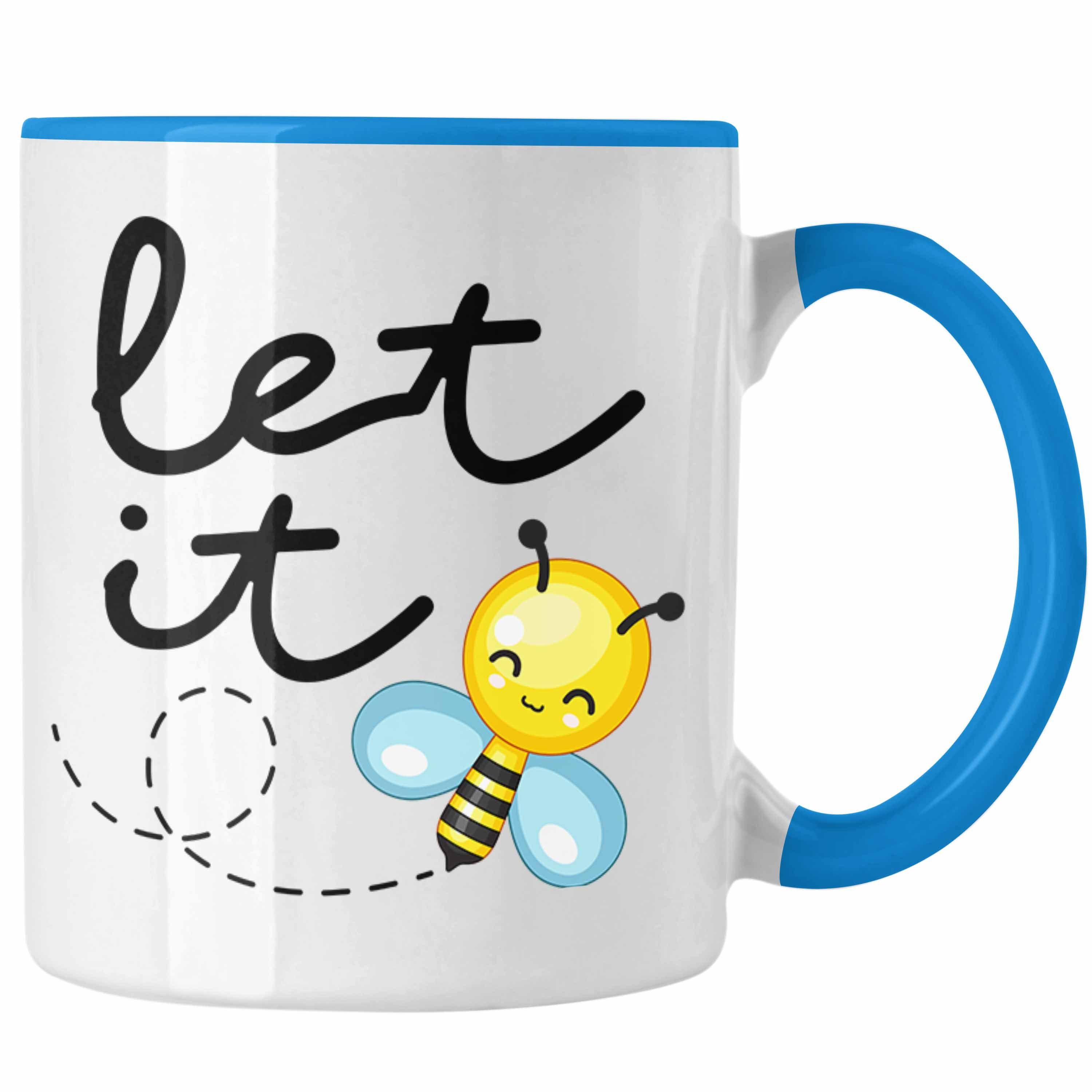 Trendation Tasse Trendation - Let It Bee Tasse Geschenk Imker Geschenkidee Lustiger Spruch Bienen Grafik Blau