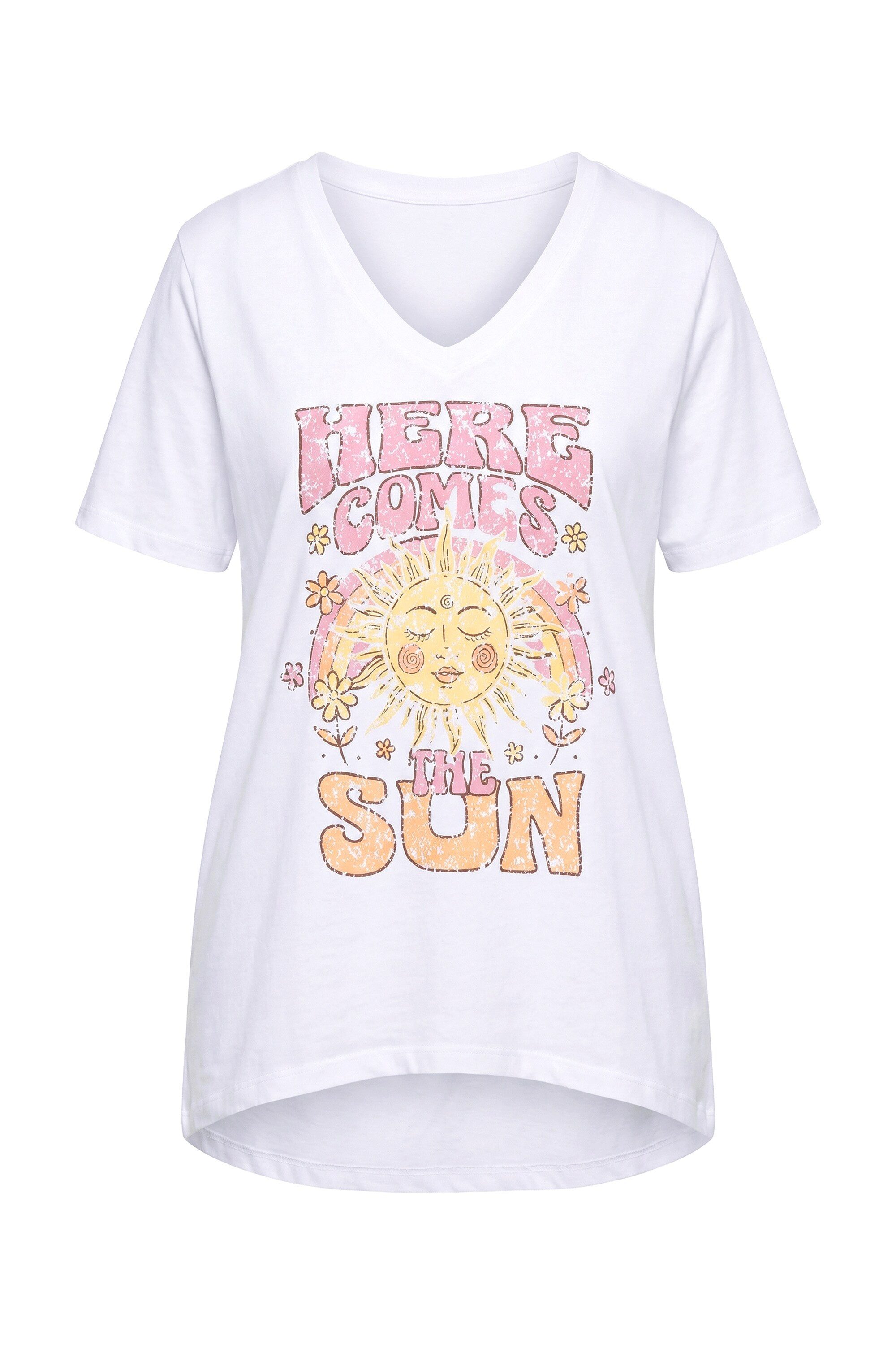 T-Shirt T-Shirt A-Linie Sunshine-Motiv Halbarm