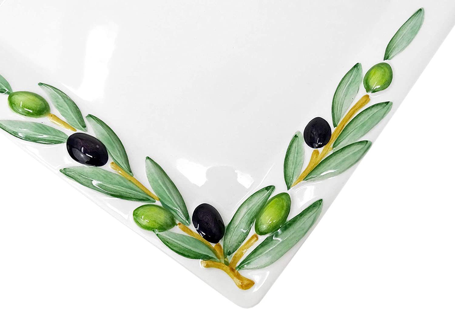 eckige Italien Keramik, Olive, handgemacht Lashuma 32 cm), Anrichteplatte Servierteller 20 aus (1-tlg., x