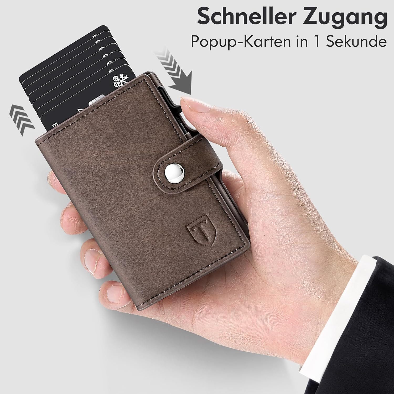 TEEHON Geldbörse Geldbörse Herren Slim RFID Schutz Leder Portmonee Herren (1-tlg), Automatisches Popup Herren Geldbörse