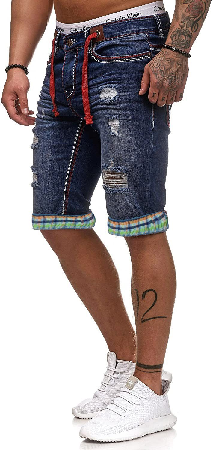 L.gonline Sweatshorts Herren Jeans mit dicker L-2020 Naht (Shorts, D-Rot kurze Bermuda, Hose, kurze Jeans, Kurze 1-tlg) Dicke Hose, Naht, farbiger Shorts