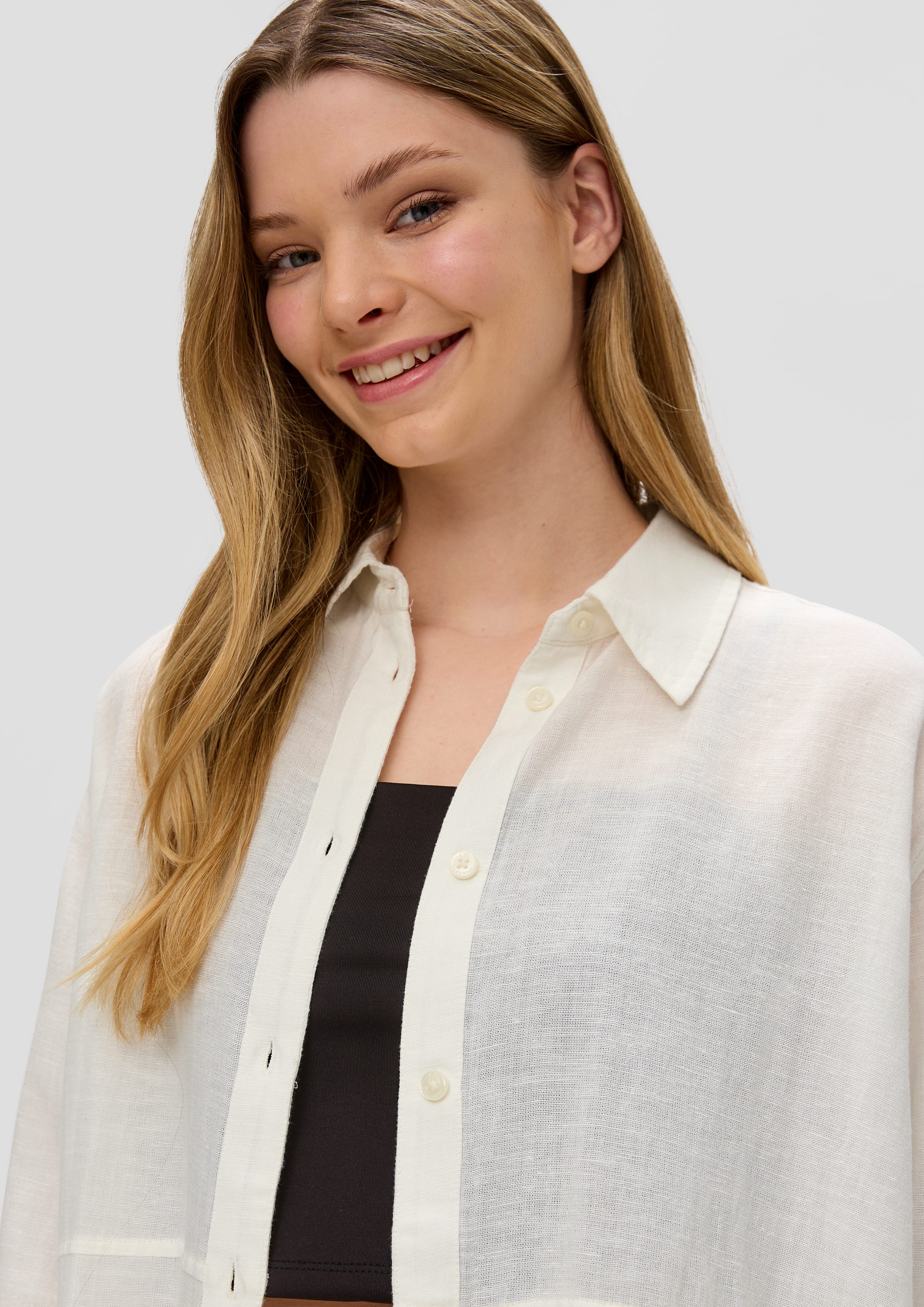 QS Langarmbluse Oversized Bluse aus Viskosemix günstig online kaufen