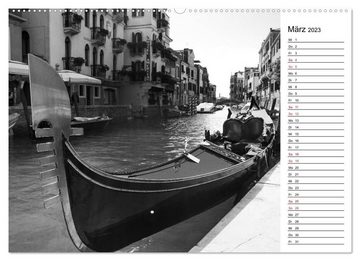 CALVENDO Wandkalender Venedig schwarz-weiß (Premium, hochwertiger DIN A2 Wandkalender 2023, Kunstdruck in Hochglanz)