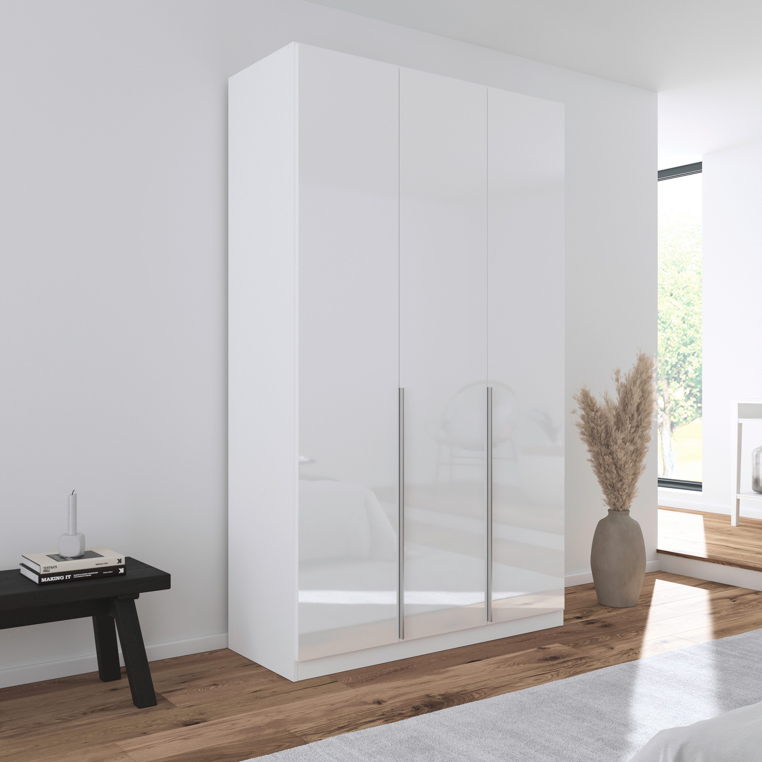 OTTO home Drehtürenschrank Kleiderschrank Schrank Garderobe AGORDO Schlafzimmer (in zwei Griff-Farben, Breiten 91-405 cm, Dekor- oder Hochglanzfront) durchdachte Innenausstattung, in 8 Breiten und 2 Höhen MADE IN GERMANY