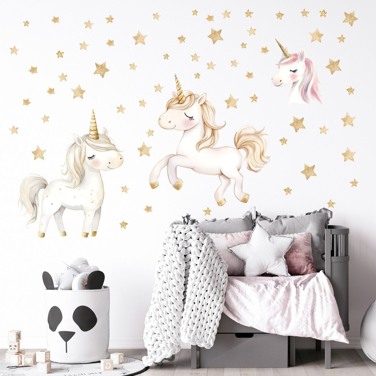 nikima Wandtattoo 256 Wandtattoo Einhorn weiß - Größe 750 x 420 mm (PVC-Folie), in 6 vers. Größen