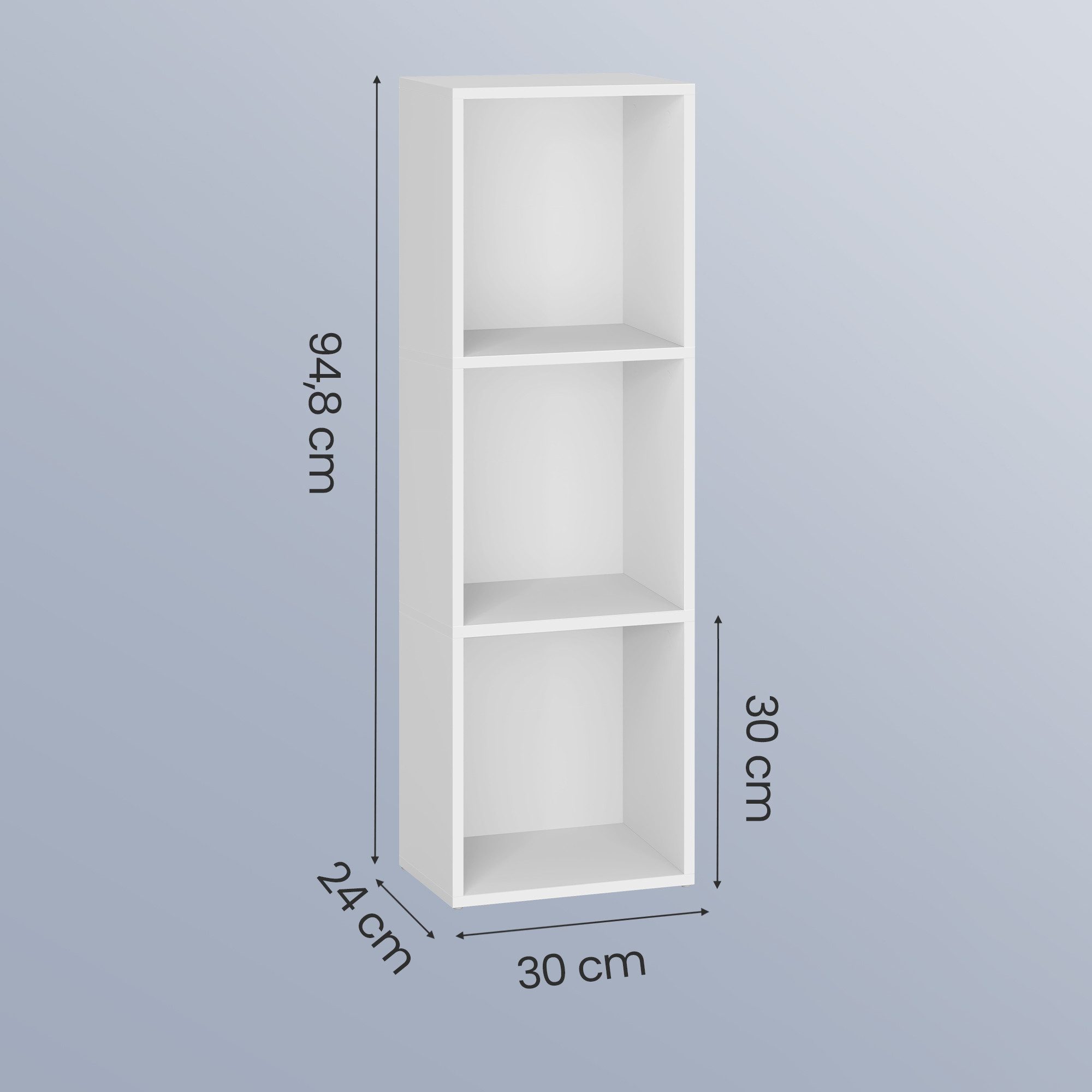 VASAGLE Bücherregal mit verstellbaren Ablagen, für Wohnzimmer, Homeoffice, Schlafzimmer, 3-stöckiges Regal, offenes Aufbewahrungsregal, 24 x 30 x 94,8 cm – Bild 2 von 5