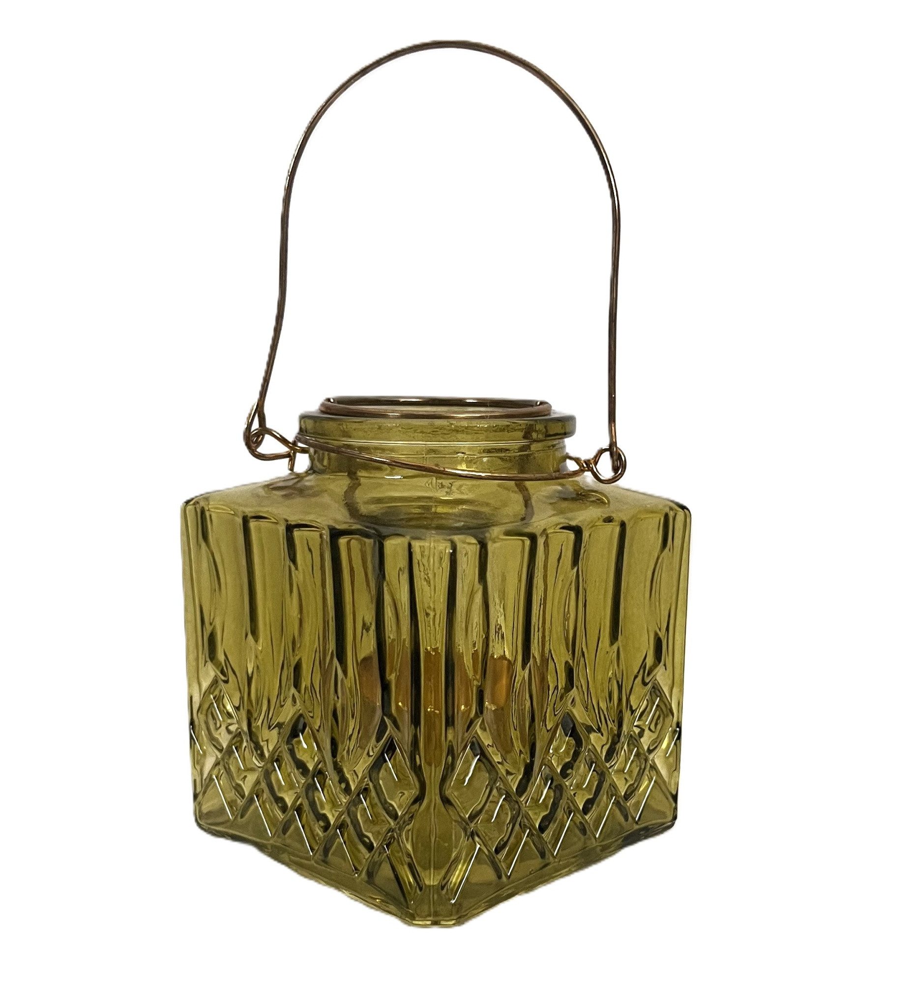 Exner GmbH Garten- & Wohnaccessoires Teelichthalter Teelichthalter zum Hängen 3er Set Glas Grün Vintage 10 cm (3 St), Hängeteelichthalter