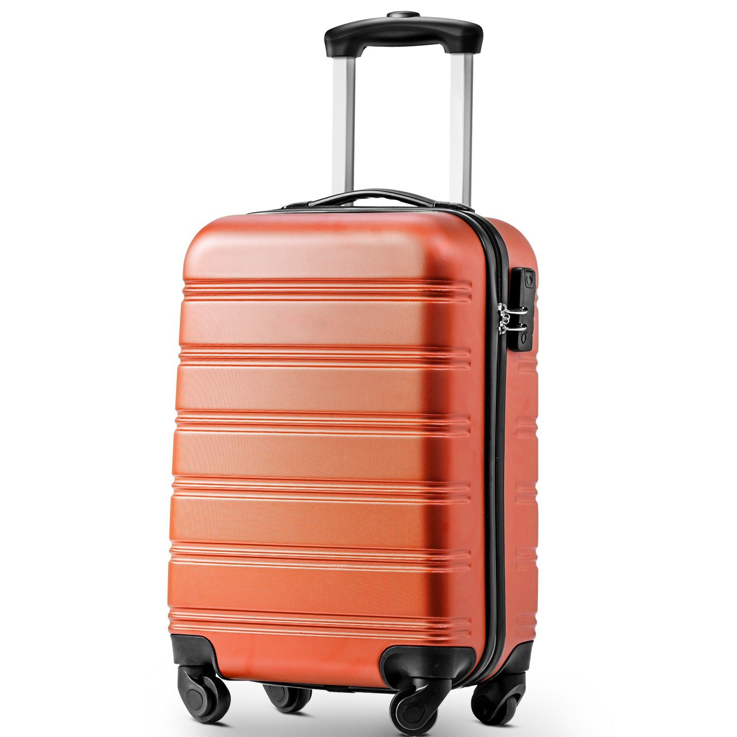 Sweiko Hartschalen-Trolley, 4 Rollen, Koffer mit 360°-Schwenkrollen und Zahlenschloss, 51*32*75cm Orange