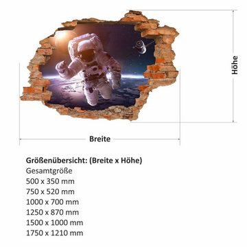 nikima Wandtattoo 176 Astronaut - Loch in der Wand (PVC-Folie), in 6 vers. Größen