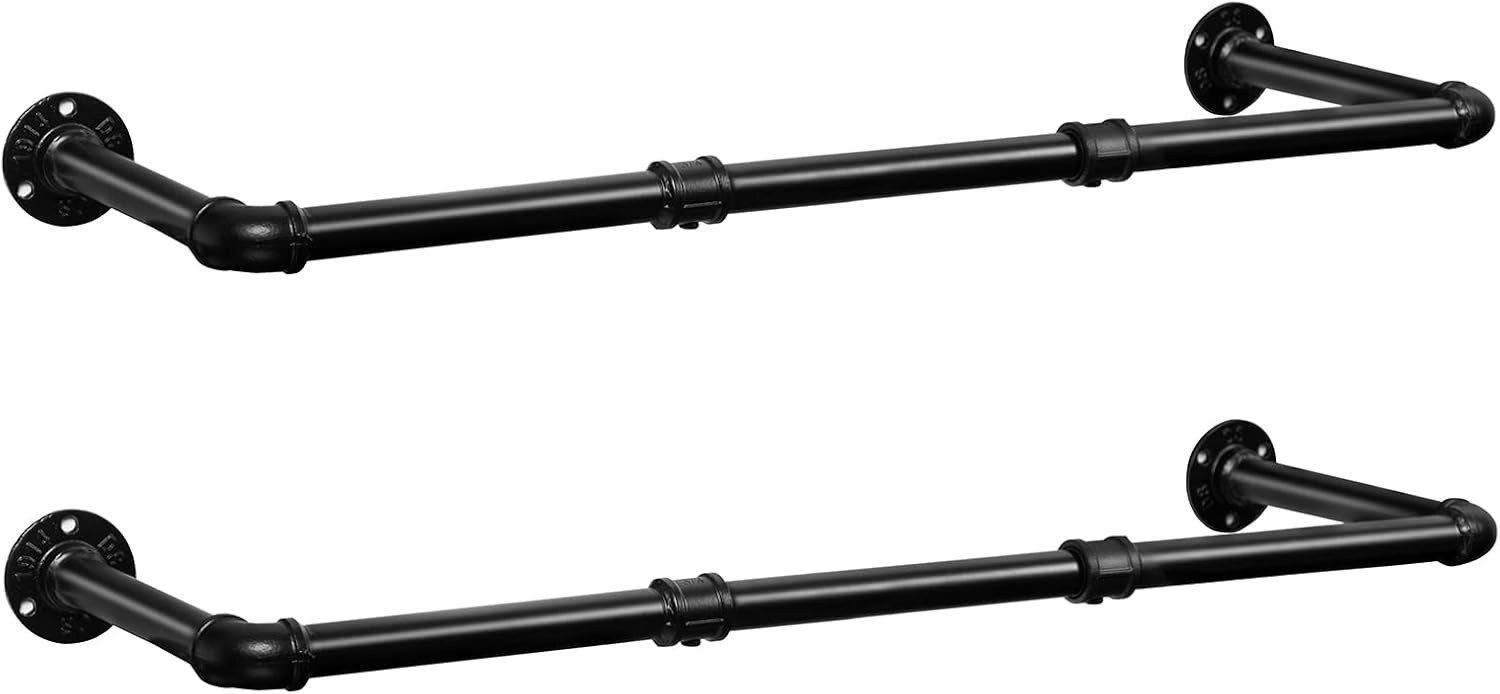 Hoobro Kleiderstange Kleiderstangen 2er Set 104 cm Wandmontage Schwarz bis 50 kg