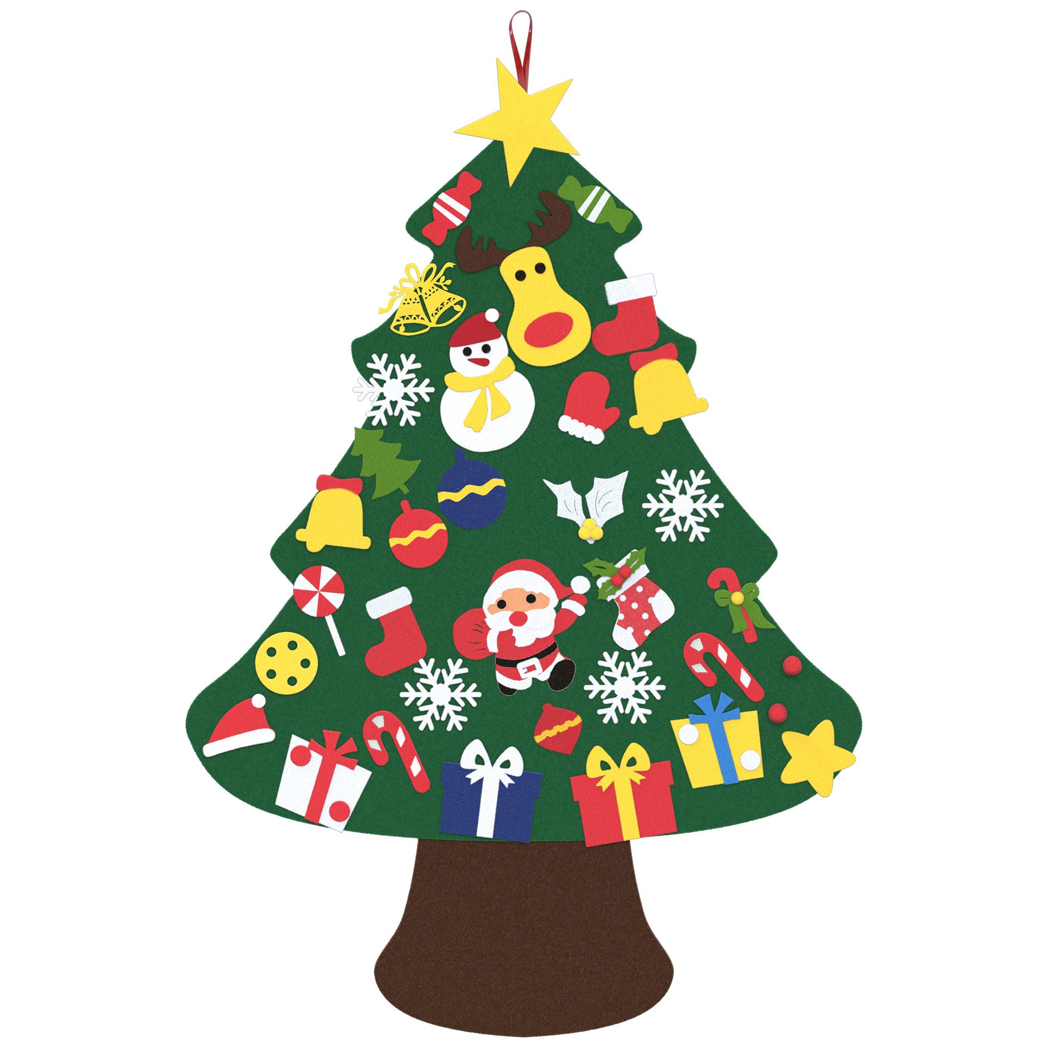 FIVMEN Künstlicher Weihnachtsbaum DIY Filz-Tannenbaum Filzchristbaum Deko 3 Stile, Filz-Tannenbaum, mit 36 Stück Abnehmbaren Ornamenten