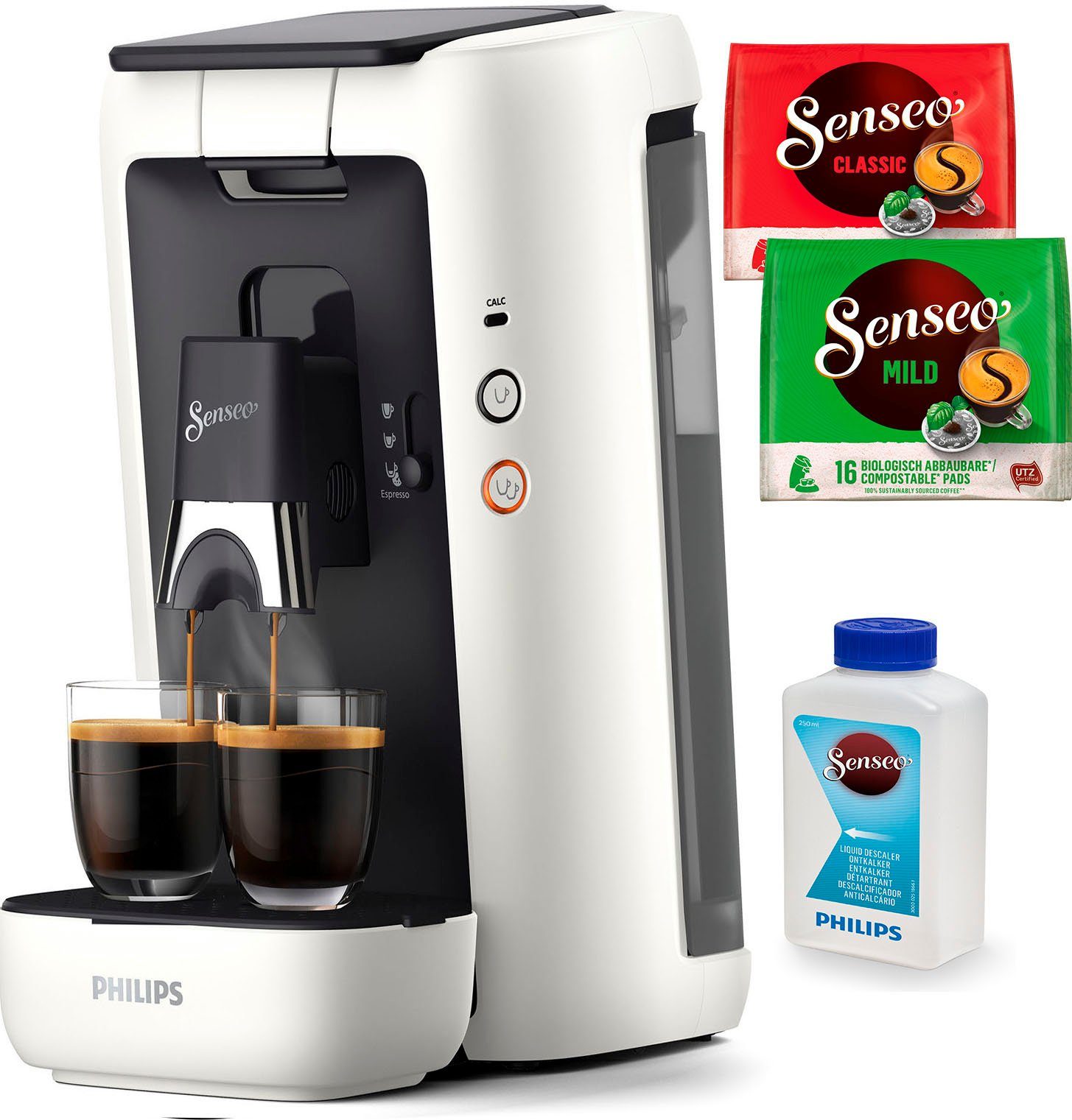 Philips Senseo Kaffeepadmaschine Maestro CSA260/10, aus 80% recyceltem Plastik, +3 Kaffeespezialitäten, Memo-Funktion, inkl. Gratis-Zugaben im Wert von  14,- UVP