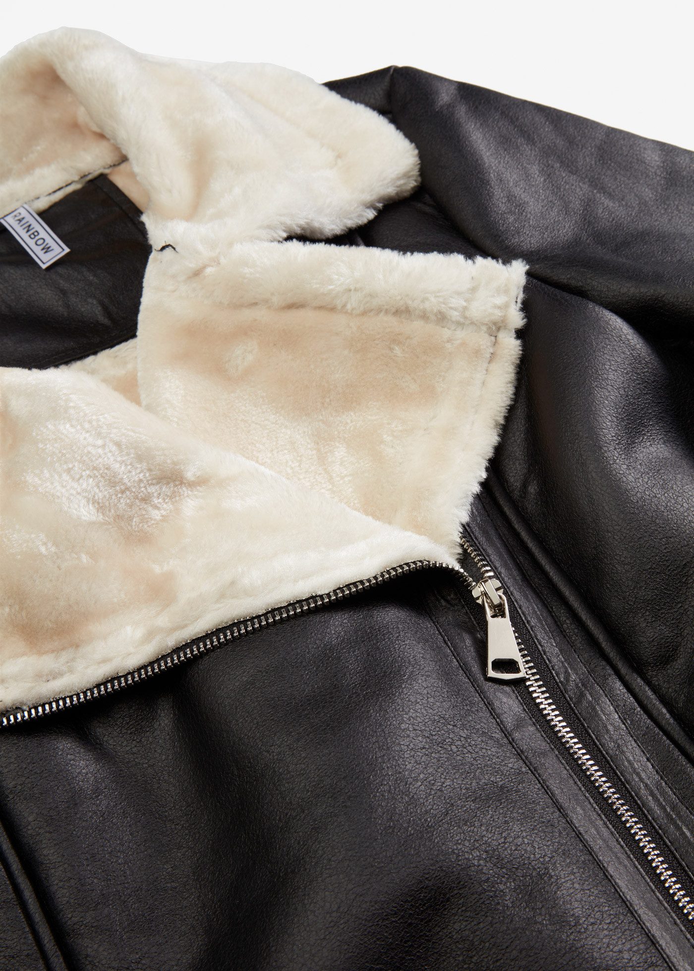 bonprix Bikerjacke unifarbenes Design mit Farbeinsätzen, mit Fellimitatkragen