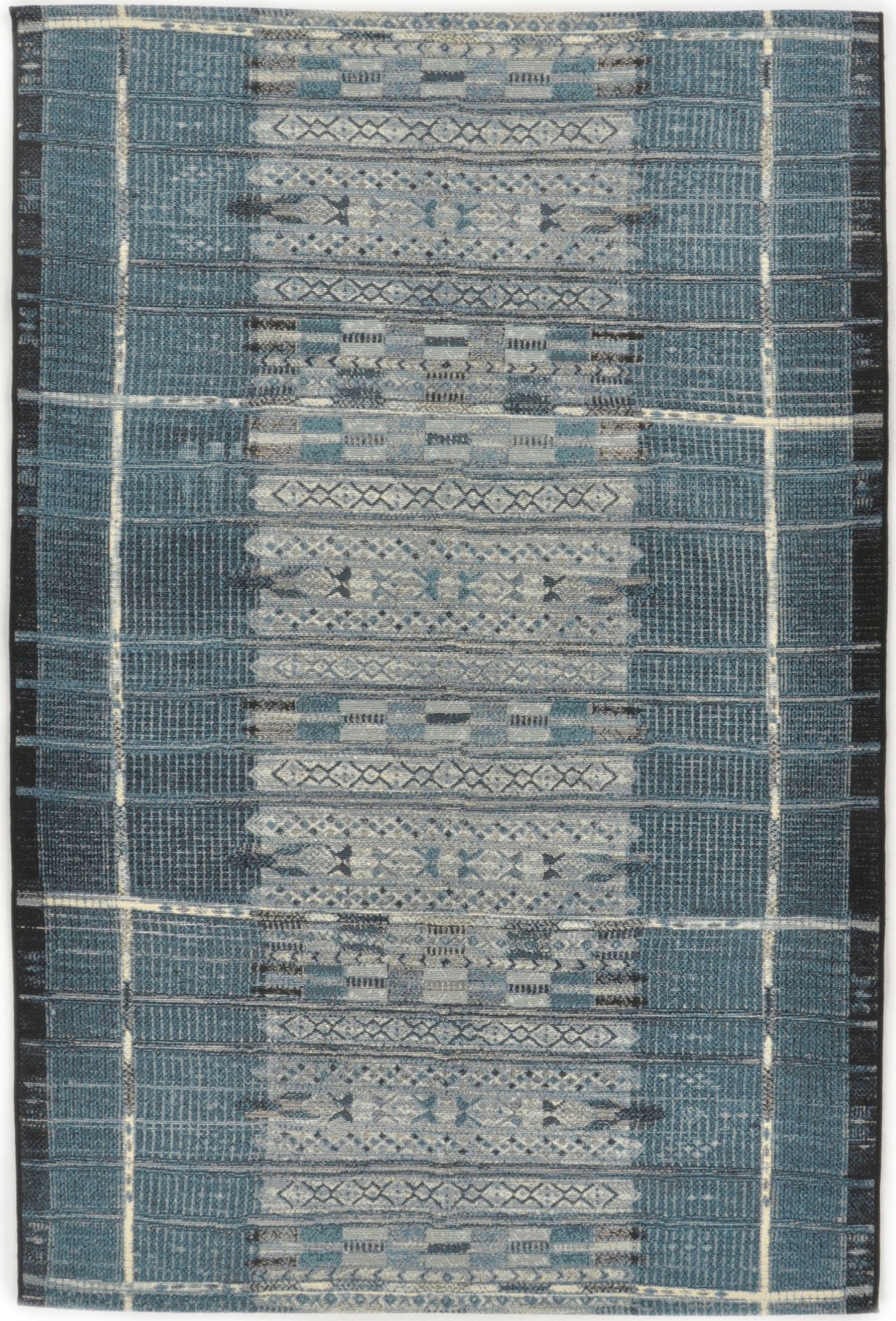 Teppich Outdoor-Africa 38, Gino Falcone, 5 rechteckig, Ethno mm, Höhe: Flachgewebe, In- Outdoor und Style, blau geeignet