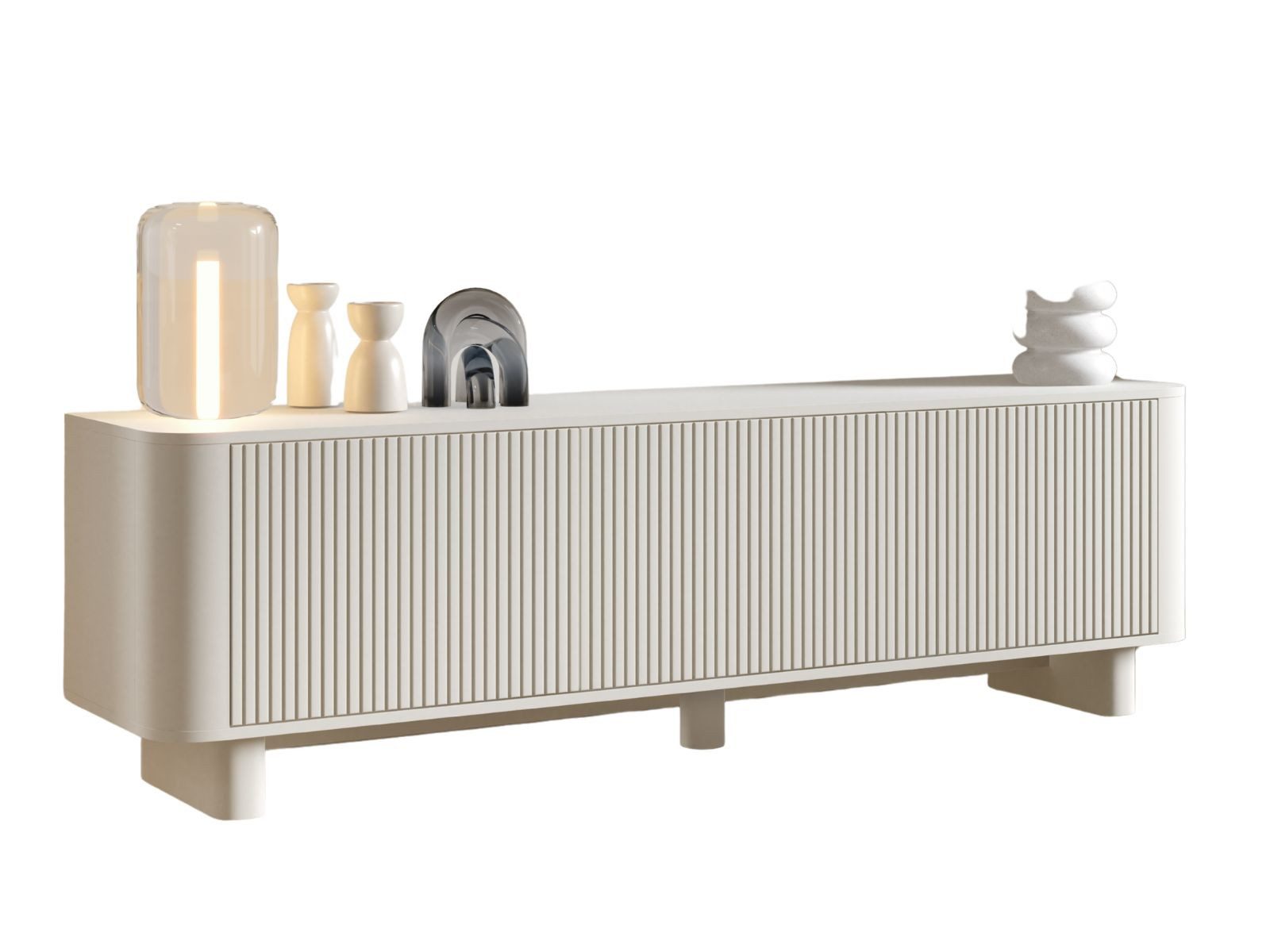 Compleo TV-Schrank 180 cm breit, Lowboard Nussbaum oder Kaschmir Japandi Design – Bild 2 von 3