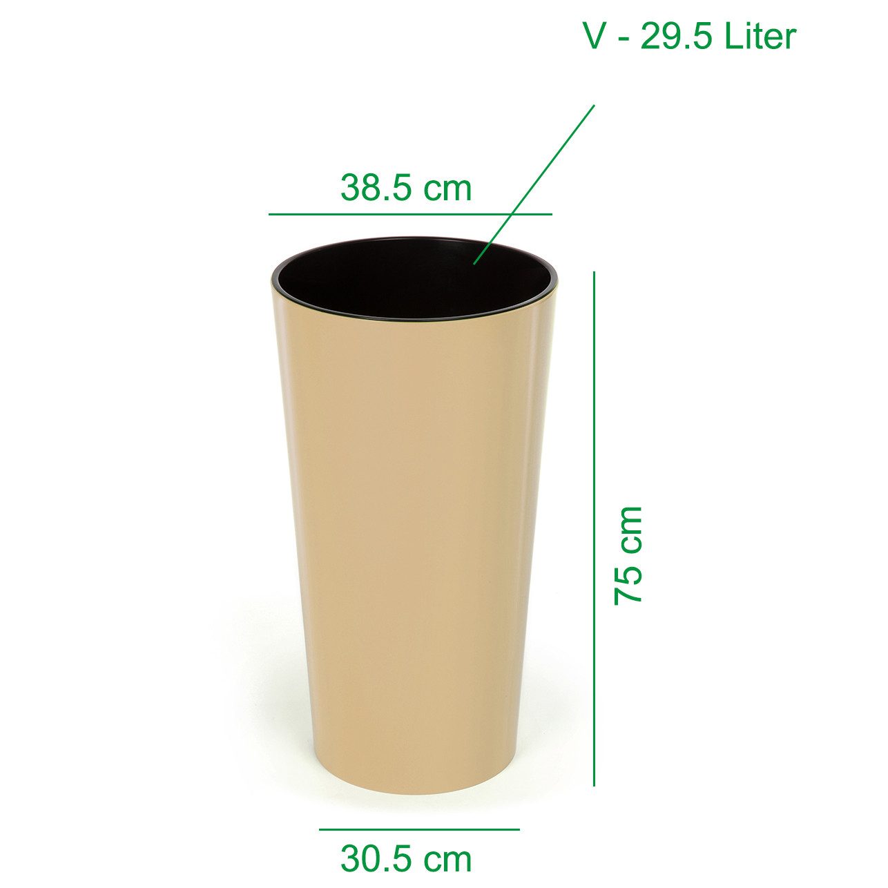 KAGM Pflanzkübel 2er Set XXL Blumenkübel in Hochglanz Cappuccino Ø 40 x 75 cm hoch TOP