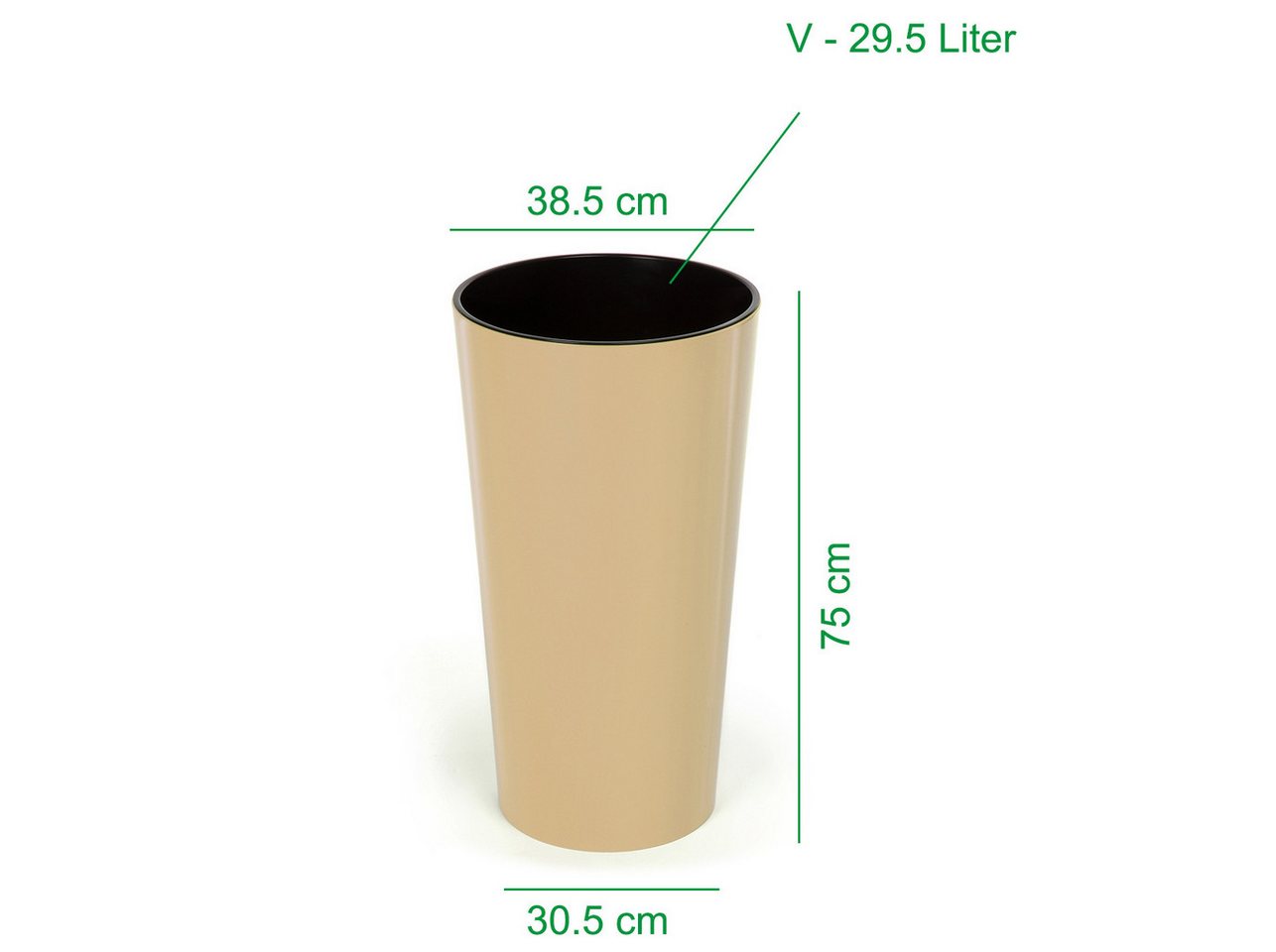 Thumbnail - KAGM Pflanzkübel 2er Set XXL Blumenkübel in Hochglanz Cappuccino Ø 40 x 75 cm hoch TOP