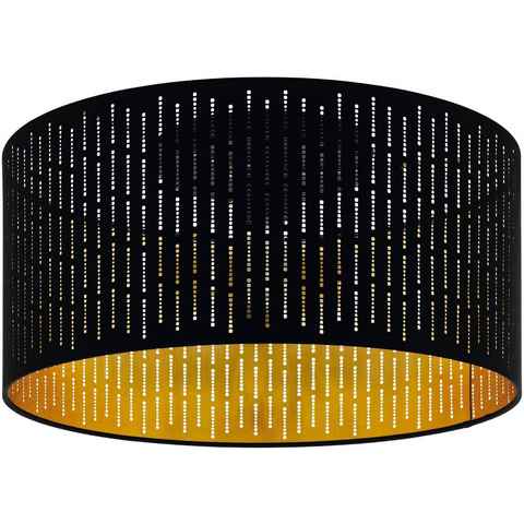 EGLO Deckenleuchte VARILLAS, Leuchtmittel wechselbar, ohne Leuchtmittel, Deckenleuchte aus Stahl und Textil, Flurlampe Decke, schwarz gold, E27