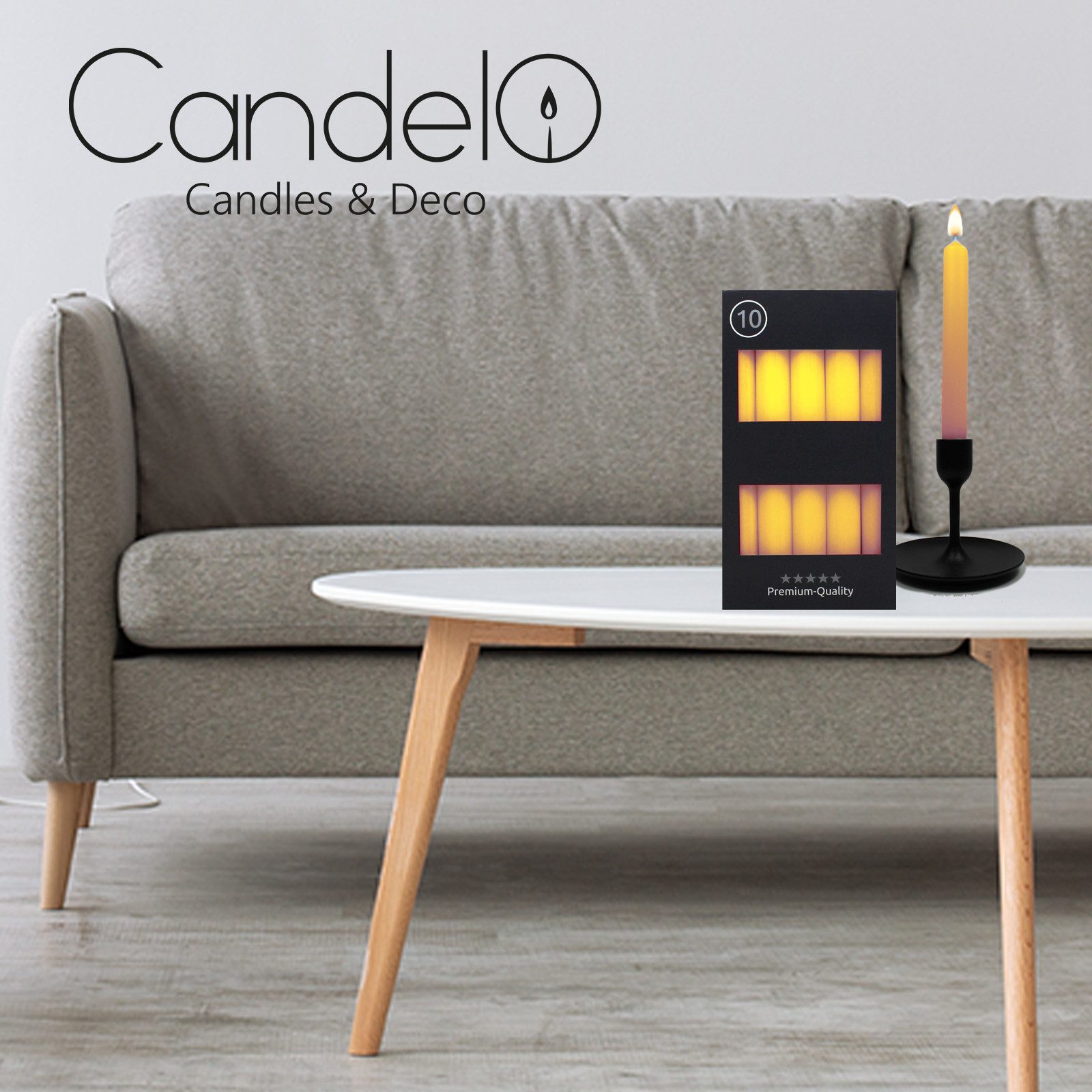 Candelo Tafelkerze 10er Set Tafelkerzen Stabkerzen Gelb 18,5cm Kerze 7,5 Std Brenndauer, 10er Set Tafelkerzen 18,5cm Kerze 7,5 Std Brenndauer - ohne Duft