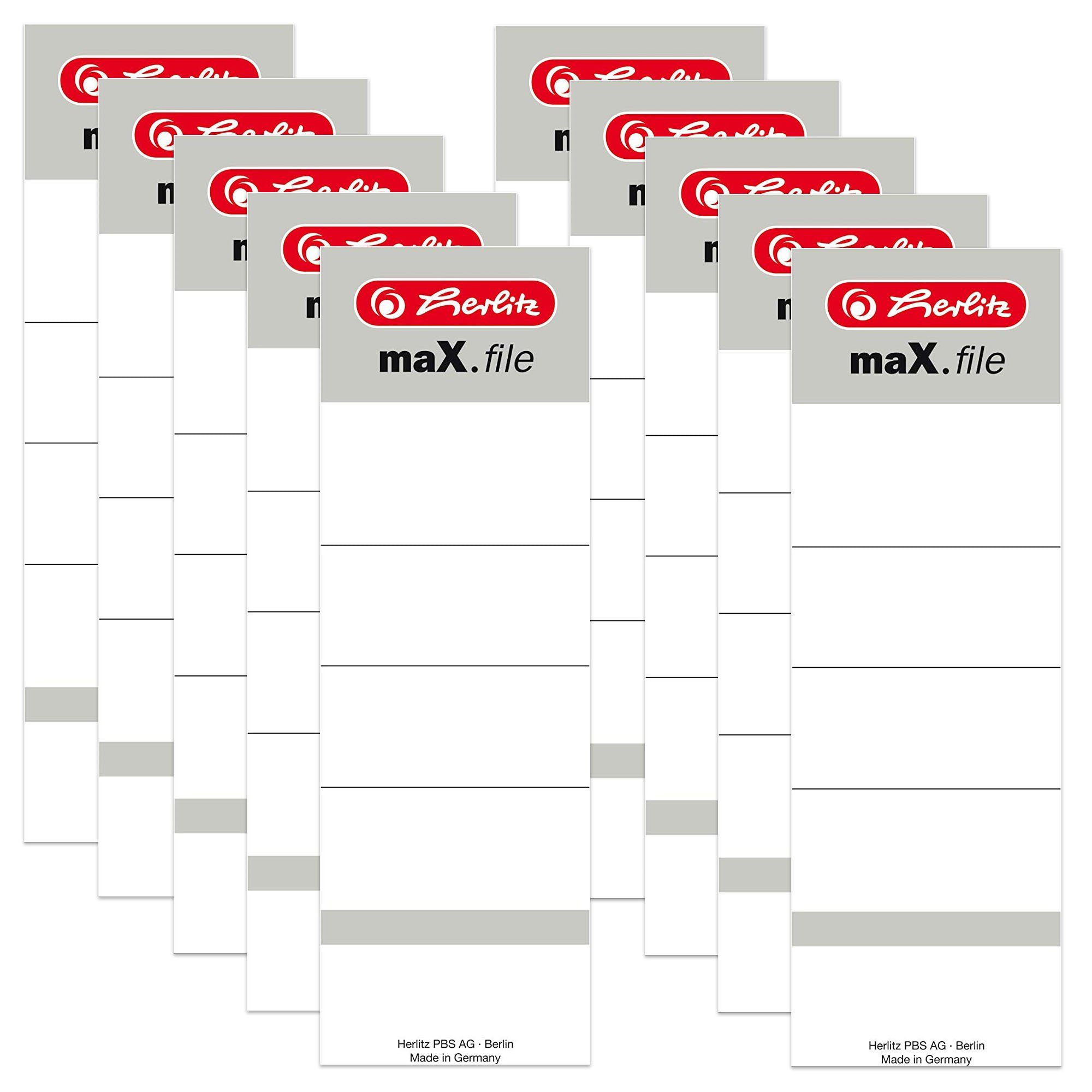 Herlitz Etiketten herlitz Ordnerrücken-Etikett maX.file, 60 x 190 mm, weiß