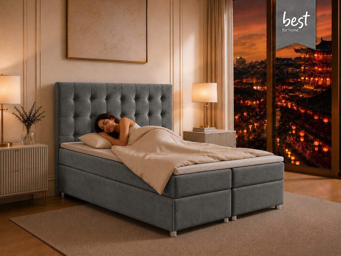 Best for Home Boxspringbett Trinity K-9 mit Stauraum & 7-Zonen Komfort – modern & komfortabel (Komplett-Set, 1-St., 140x200 160x200 180x200 200x200 cm), Handwerksqualität, TOP Preis-Leistungs-Verhältnis