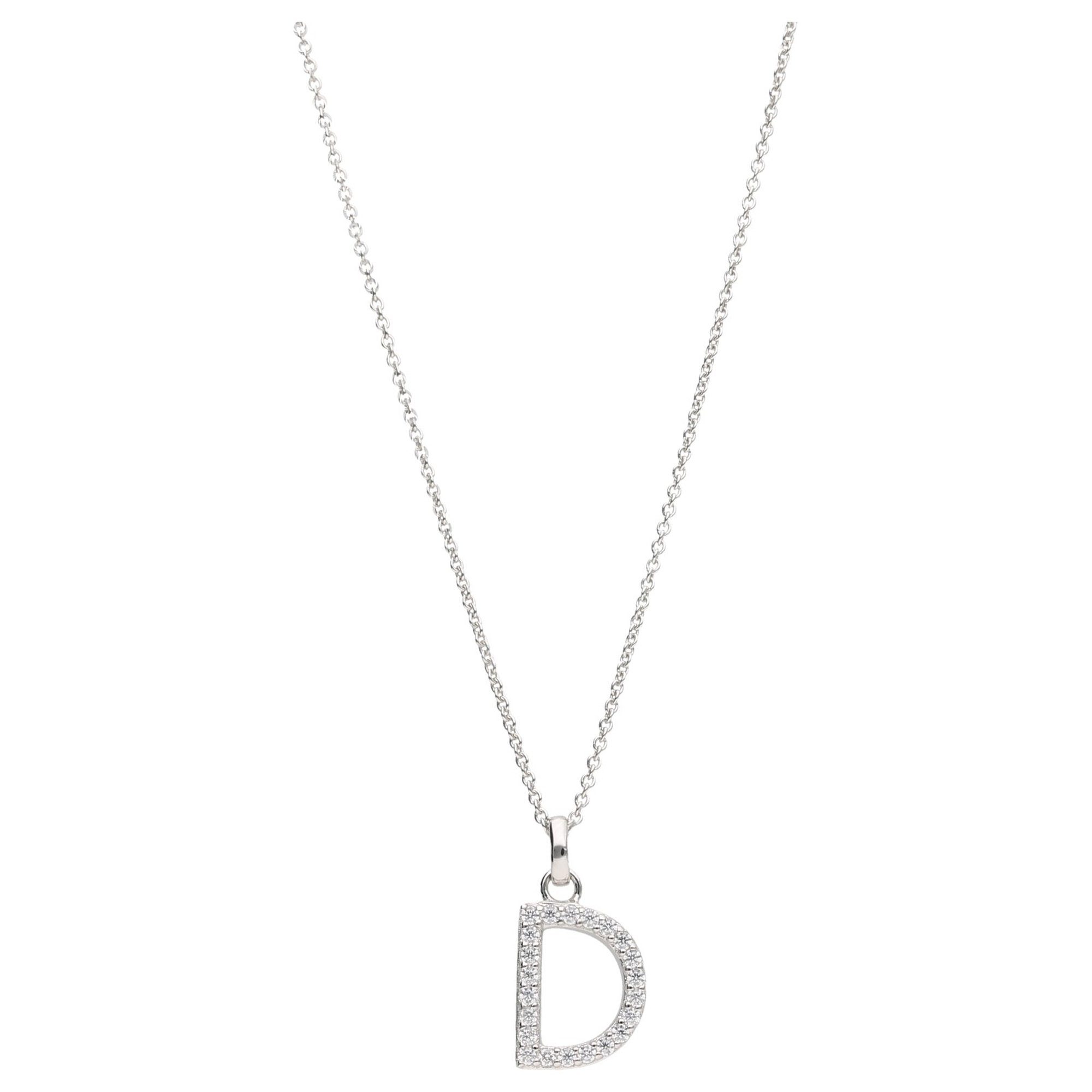 Smart Jewel Kette mit Anhänger Buchstabe D mit Zirkonia Steine, Silber 925