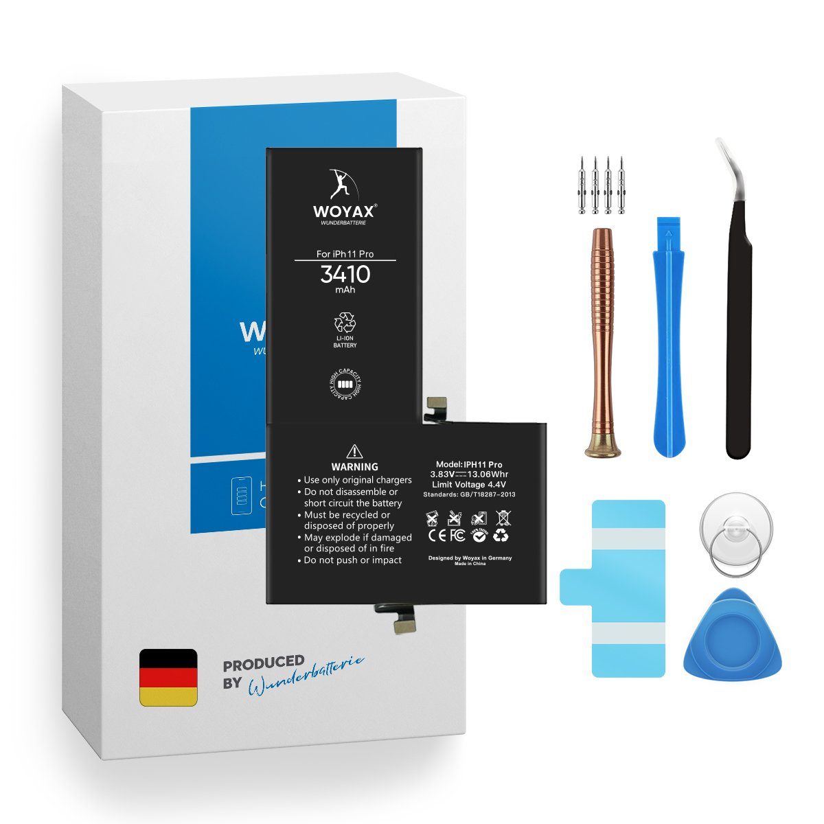 Woyax Wunderbatterie Akku für iPhone 11 Pro 3410 mAh Hohe Kapazität Handy-Akku 3410 mAh (3.83 V)