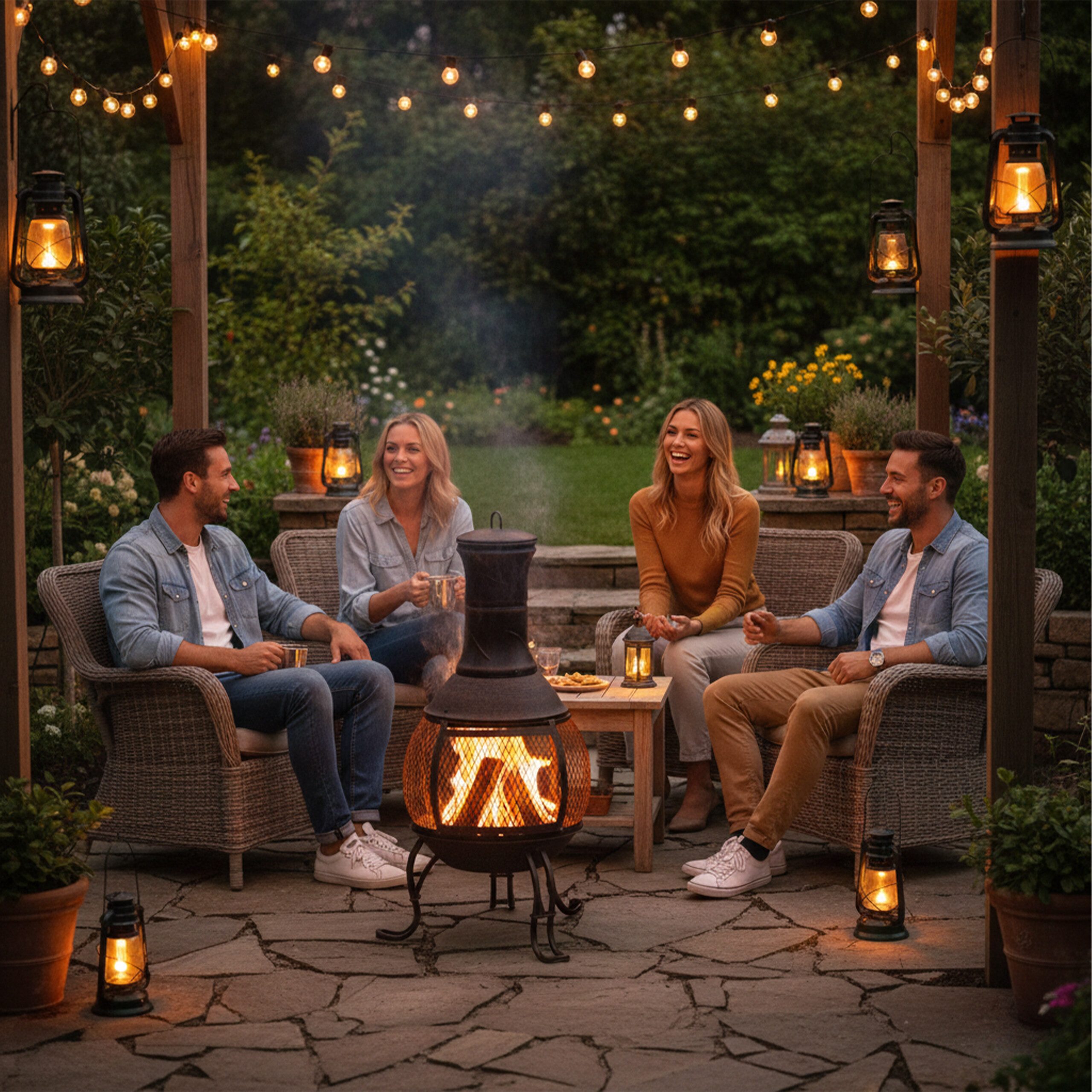 relaxdays Feuerschale Aztekenofen für Garten rot-bronze