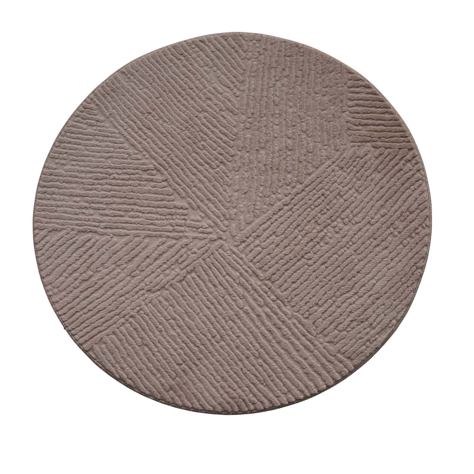 TaraCarpet Teppich TaraCarpet Homestyle 389 Fresco, rund, Höhe: 10 mm, Fresco hoch-tief weich waschbar taupe 80x80 rund – Bild 4 von 5
