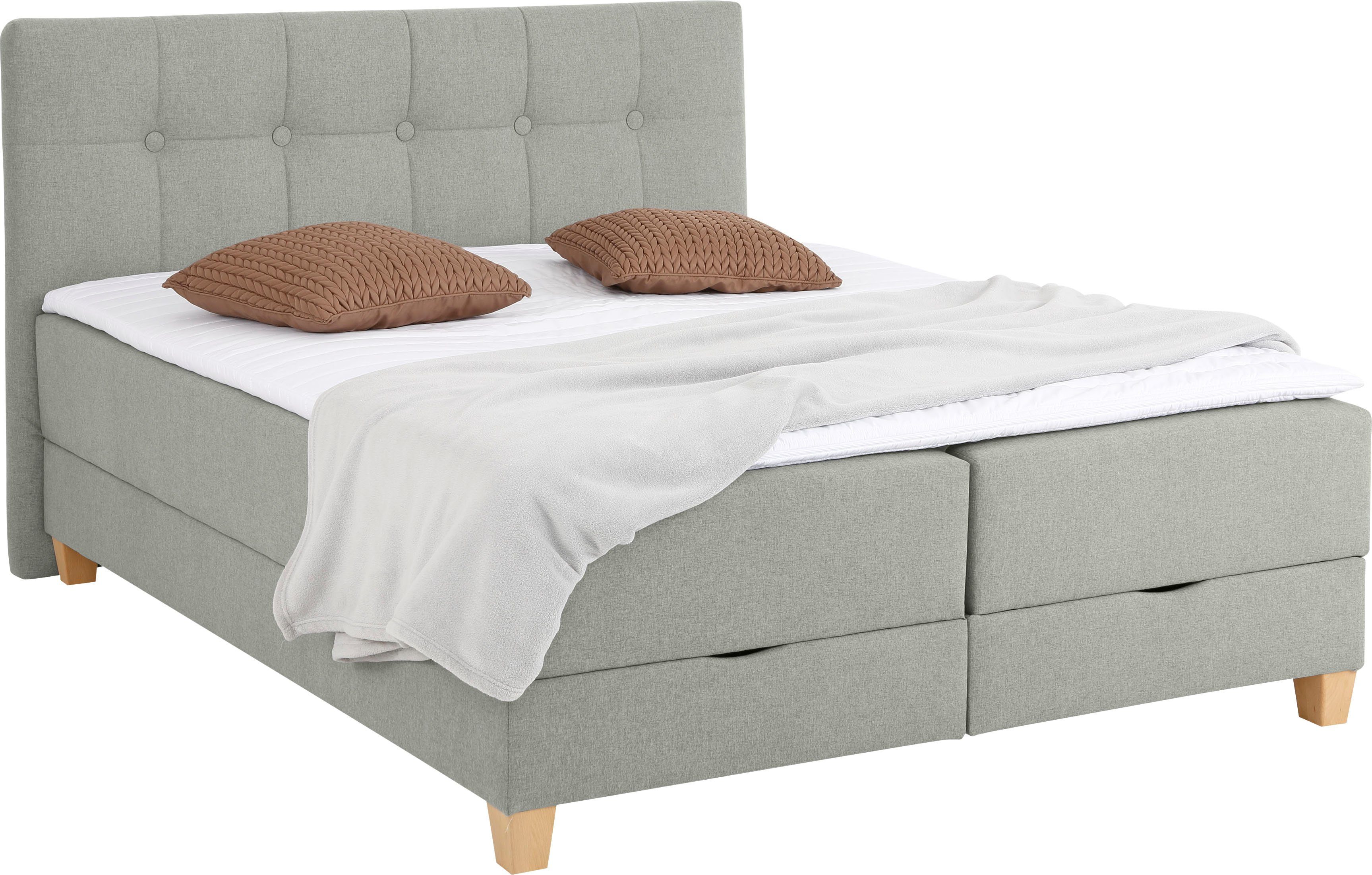 Home affaire Boxbett Lonrai, in H2,H3 & H4 und XXL - Überlänge 220cm wählbar, inkl. Topper