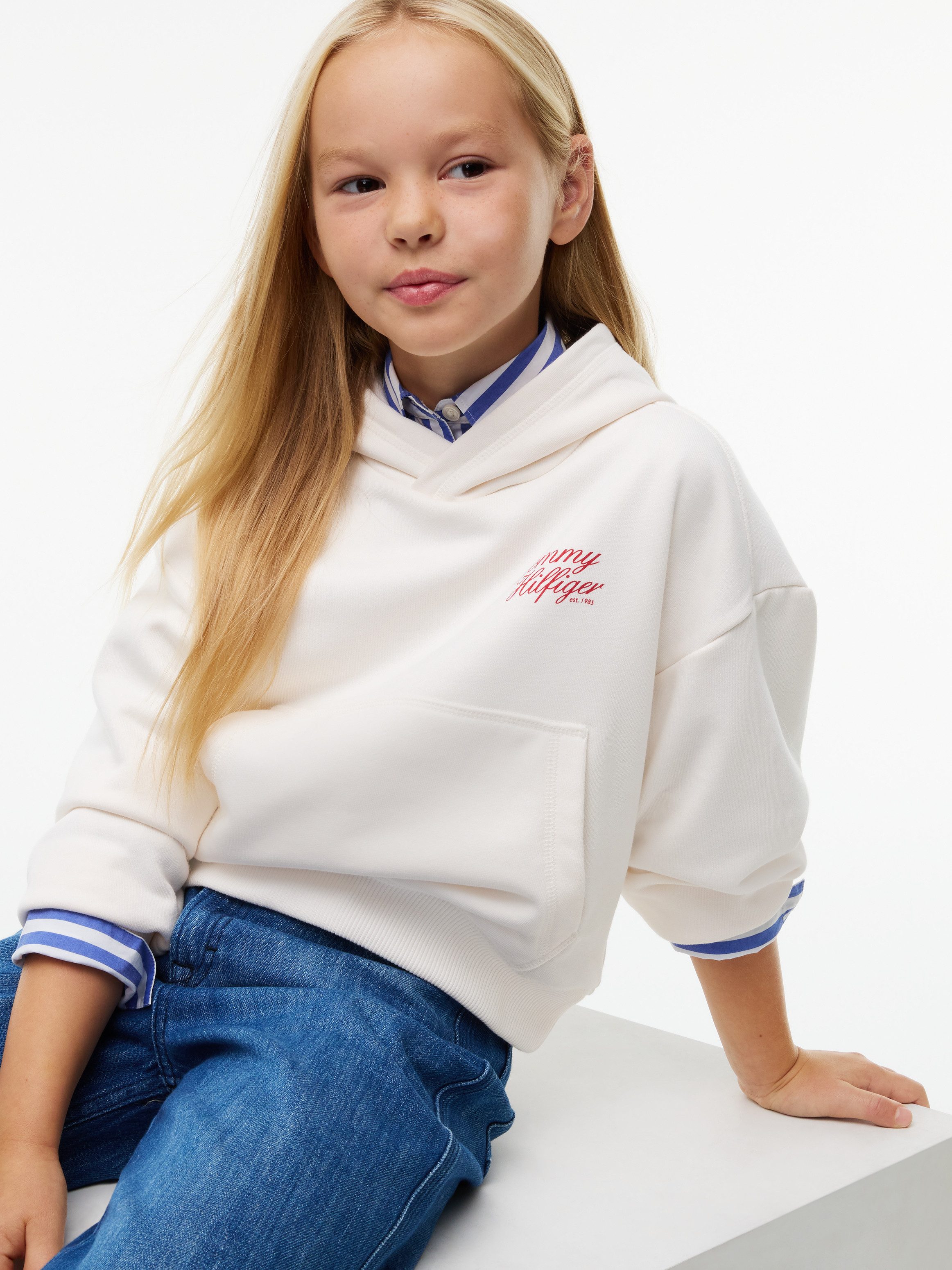 Tommy Hilfiger Kapuzensweatshirt TOMMY SCRIPT HOODIE Regular Fit, Baumwoll-Mix, Kinder bis 16 Jahre