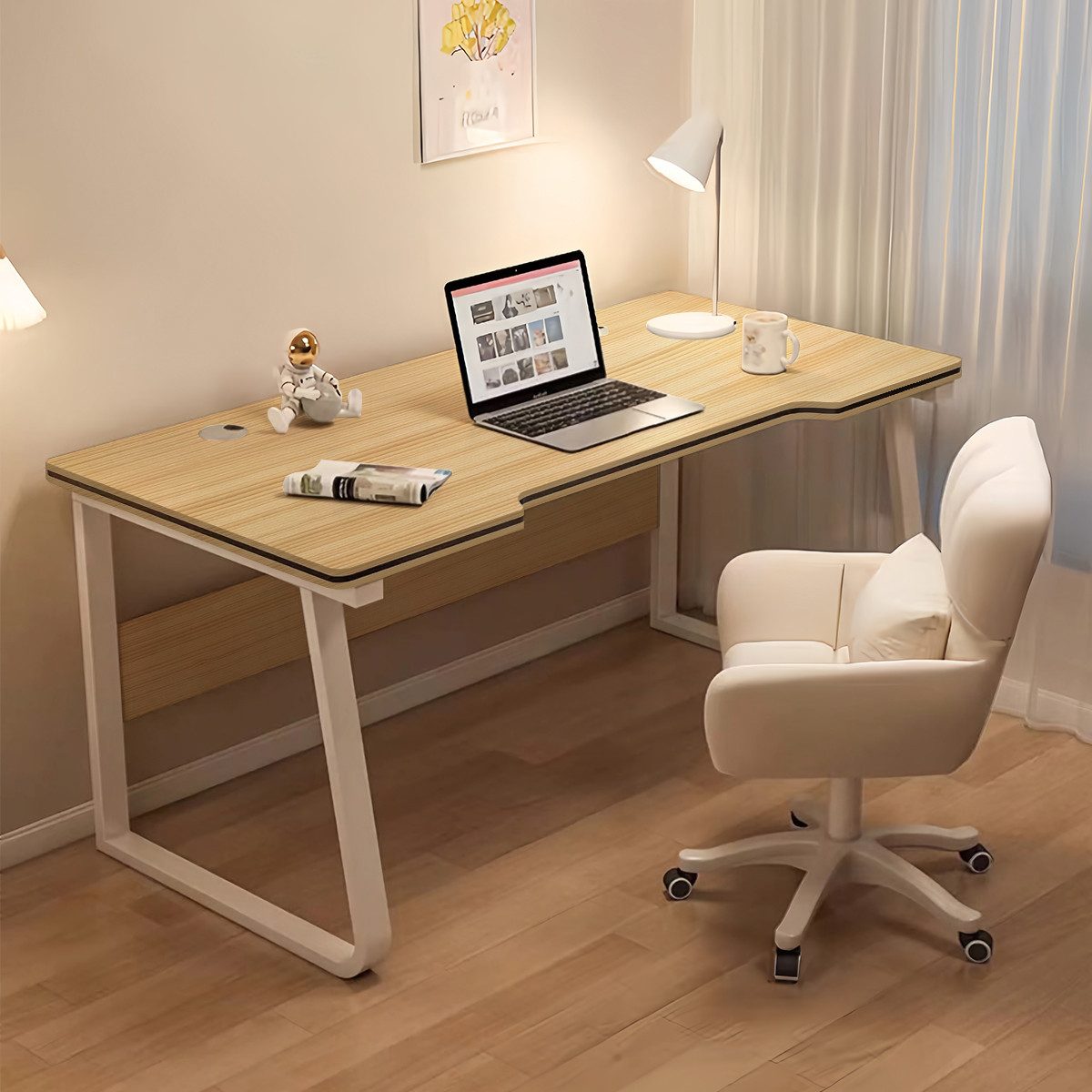HDHNBA Computertisch moderner Schreibtisch aus Holzoptik‑Material, 80/100/120cm (1-St), für Zuhause und Büro, geeignet für Arbeit, Lernen und Gaming