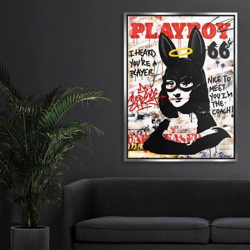 DOTCOMCANVAS® Leinwandbild Money Lisa, Leinwandbild Money Lisa Pop Art Graffiti Playboy Porträt weiß schwarz