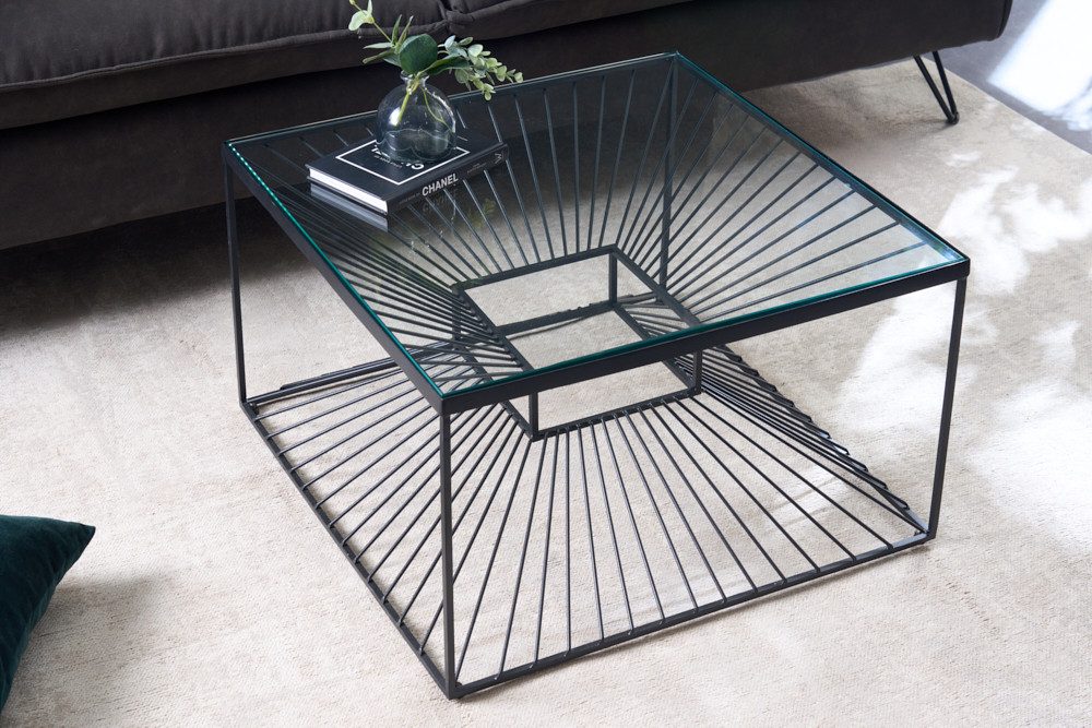 riess-ambiente Couchtisch ILLUSION 60cm schwarz / transparent (Einzelartikel, 1-St), Wohnzimmer · Glas · Metall · eckig · handmade · Modern Design