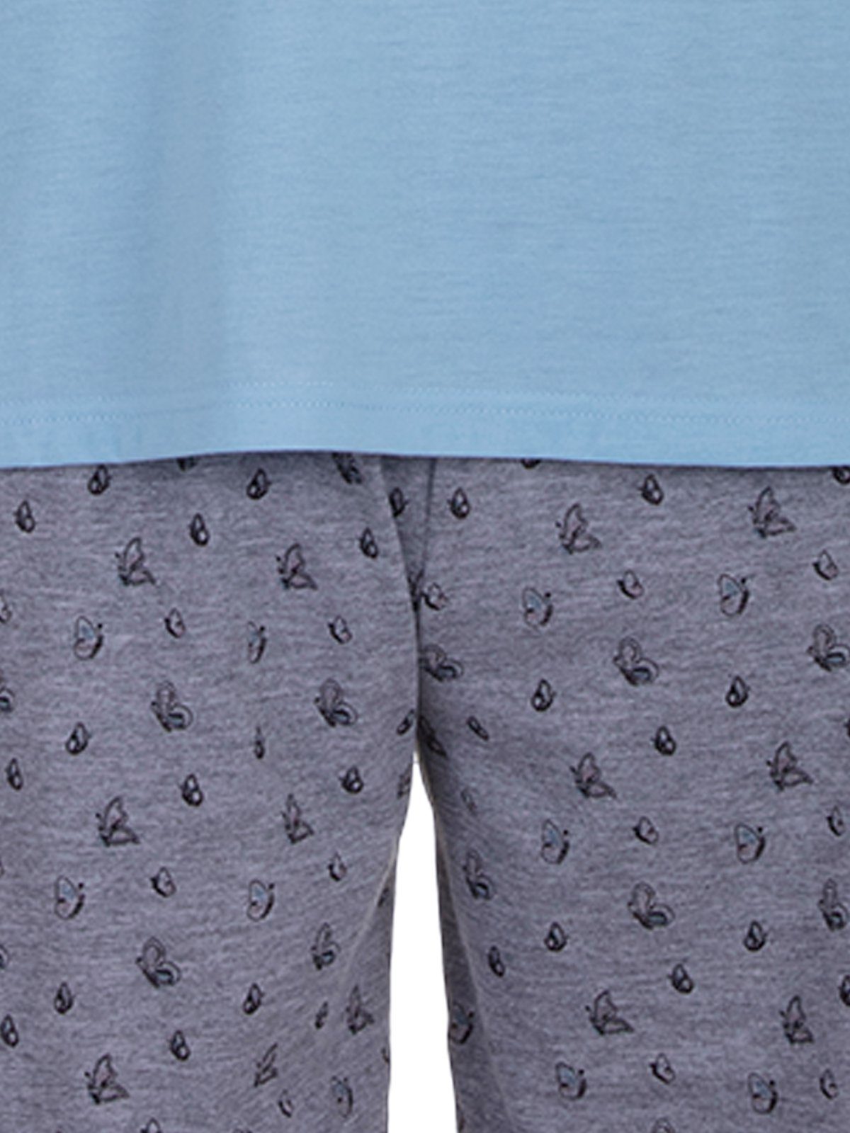 zeitlos Schlafanzug Pyjama Set Schmetterling - blau Capri