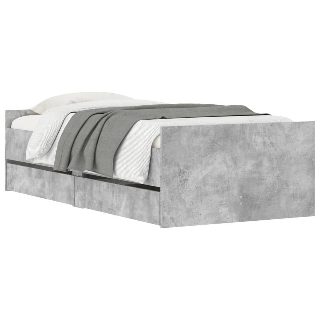 vidaXL Bett Bettgestell mit Schubladen Betongrau 90x200 cm