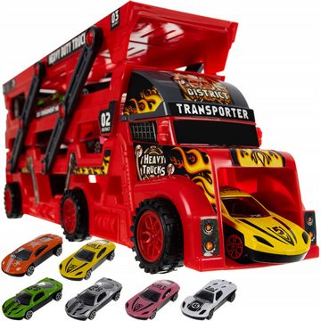 KRUZZEL Spielzeug-Auto TIR-LKW-Set mit 6 Wagen Autotransporter