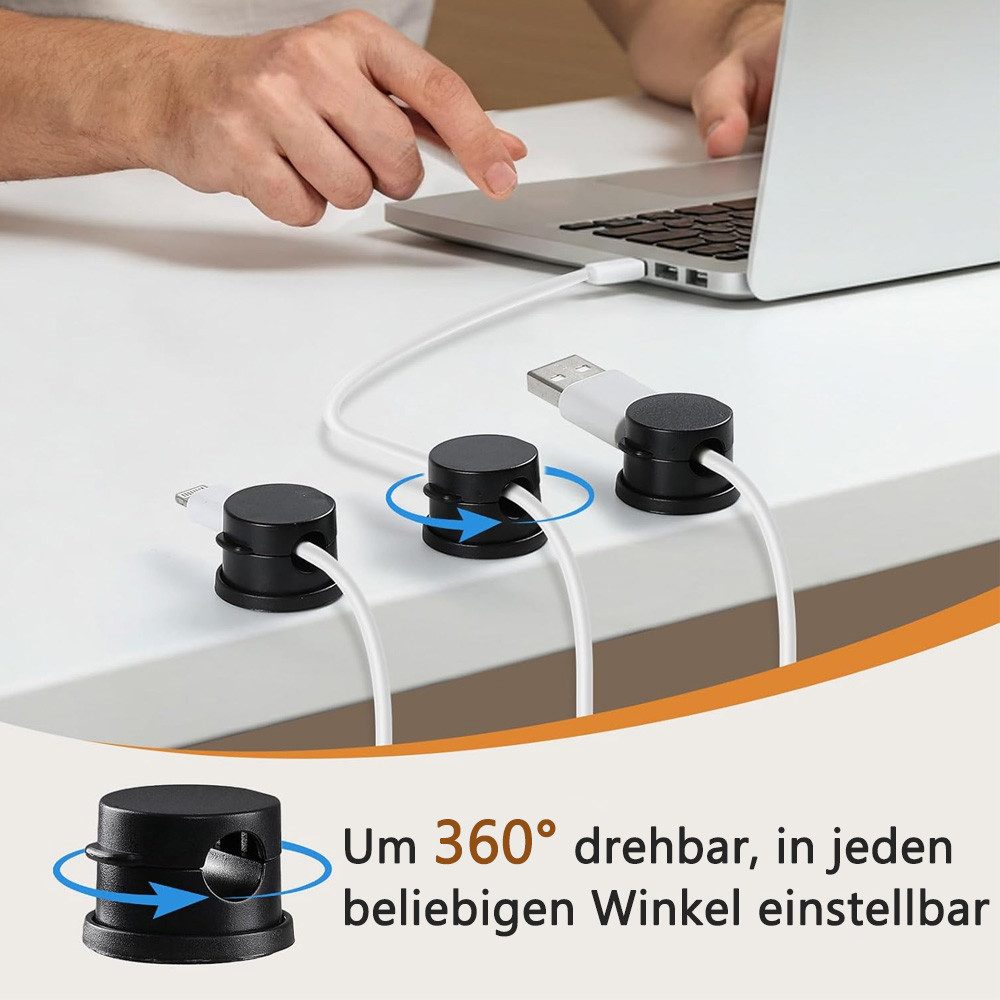 AFKSMILE Kabelführung 8 Stück 360° Drehbare Magnetische Kabelhalter Kabelclips Selbstklebend – Bild 4 von 5