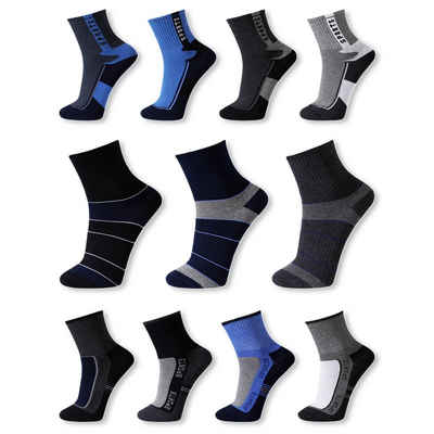 TEXEMP Sportsocken 6, 12 Paar Sport Socken Tennis Socken Herren Damen Socken Kurzsocken Baumwolle 39-42 43-46 (Packung, 6-Paar)