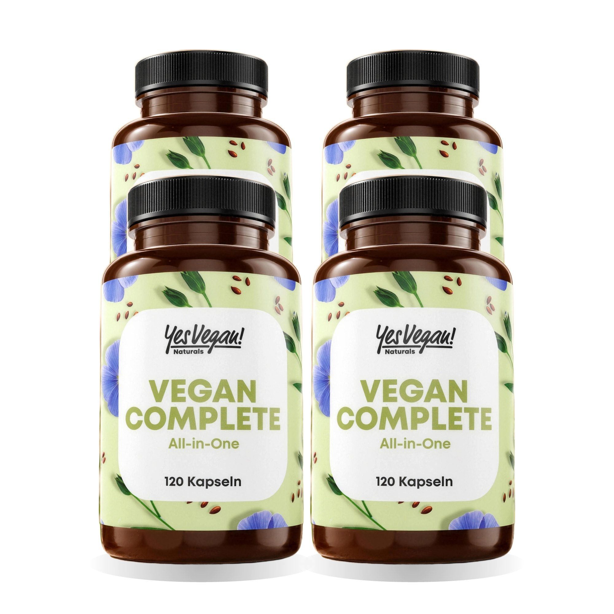 Yes Vegan Multivitamin & Mineralstoffe vegan, B12, D3, K2, Jod Kapseln, 4 er Spar-Set à 120 St., 71 g, vegan, laktosefrei, glutenfrei