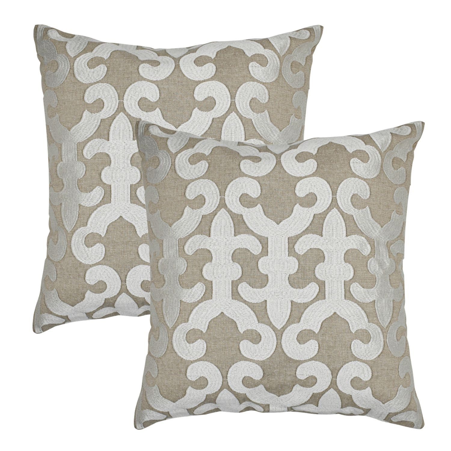 Marrakesch Orient & Mediterran Interior Zierkissen 2er Set Kissenbezug Handgefertigt Kayon Weiss 40x40cm, Boho Deko, (2 St)