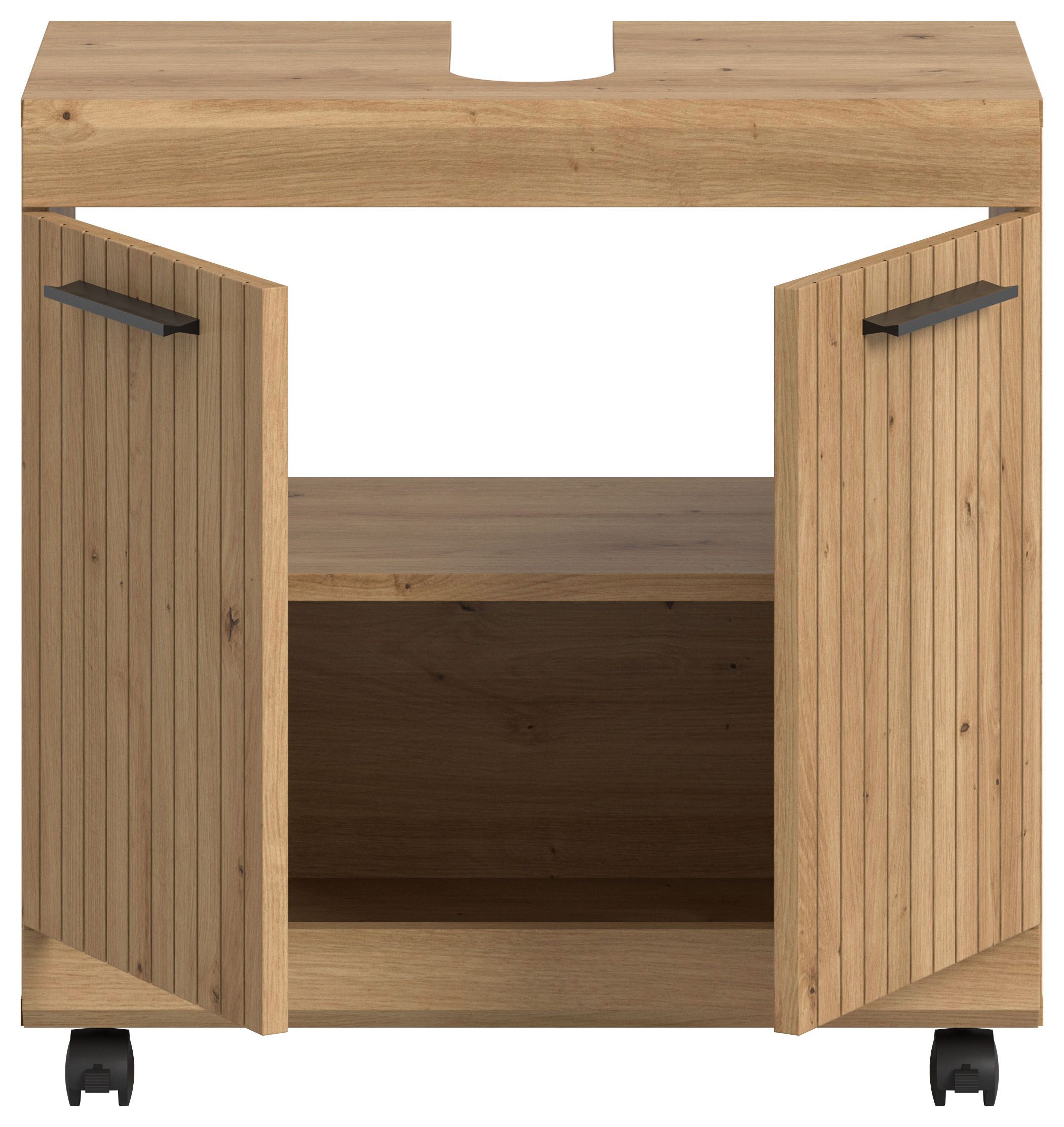welltime Waschbeckenunterschrank SIENA, Breite 60cm, 2 Türen, auf Rollen, MDF-Front (TOPSELLER!, mit Siphonausschnitt 10x25 cm) in verschiedenen Farben erhältli – Bild 4 von 5