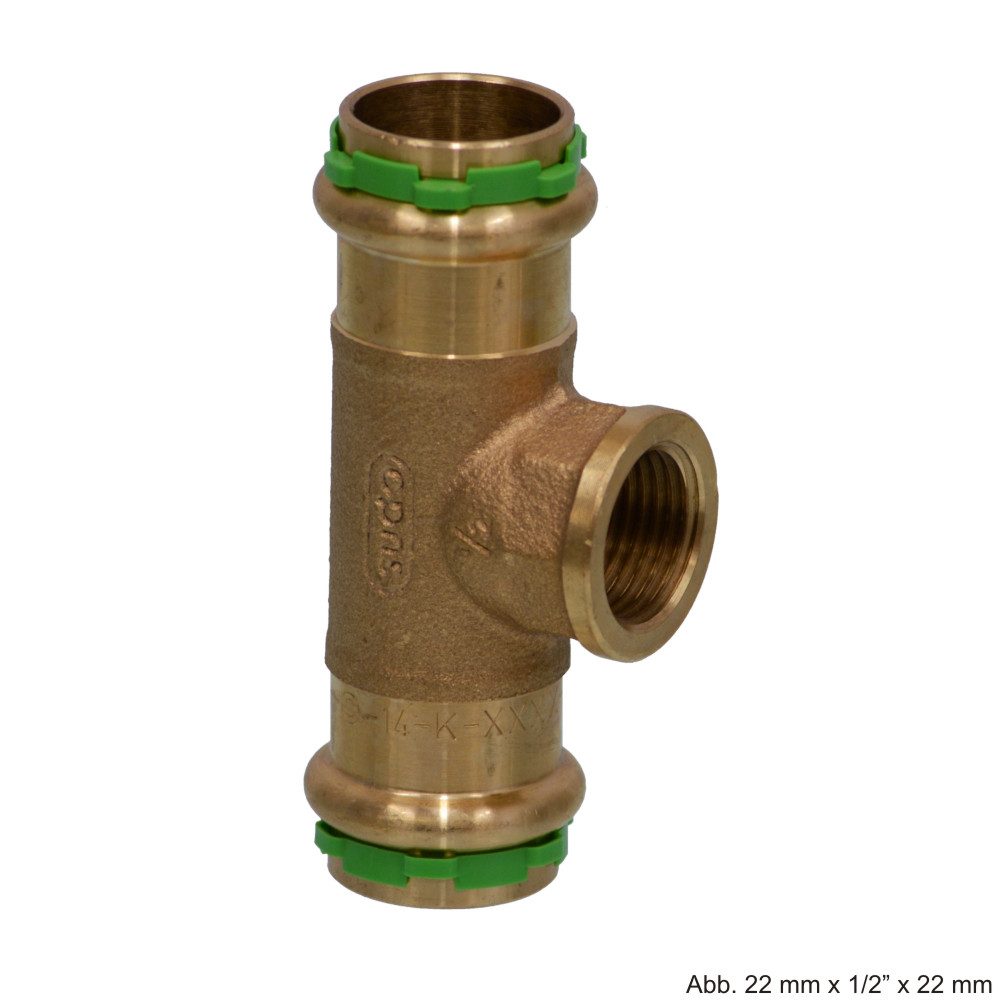 VSH Wasserrohr VSH SudoPress Kupfer/Rotguss SP4130GV T-Stück mit IG, 22mm x 1/2" x 22