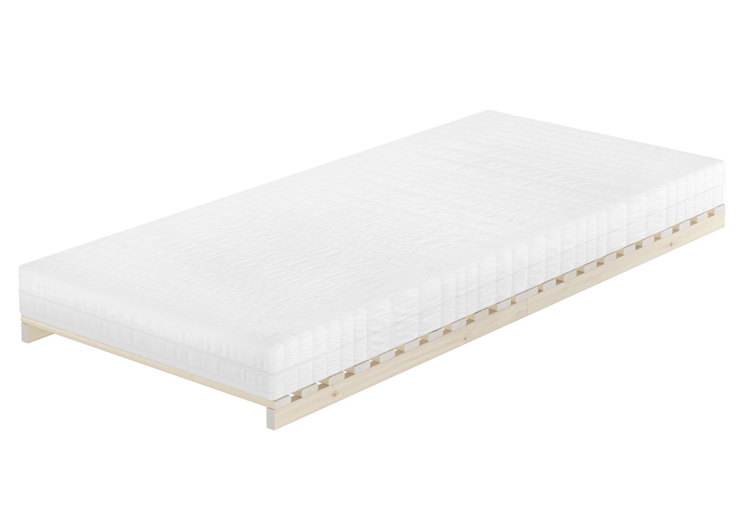ERST-HOLZ Futonbett Niederflurbett Metallfrei 100 x 200 cm Futon Lattenrost Fichte, Fichte unbehandelt