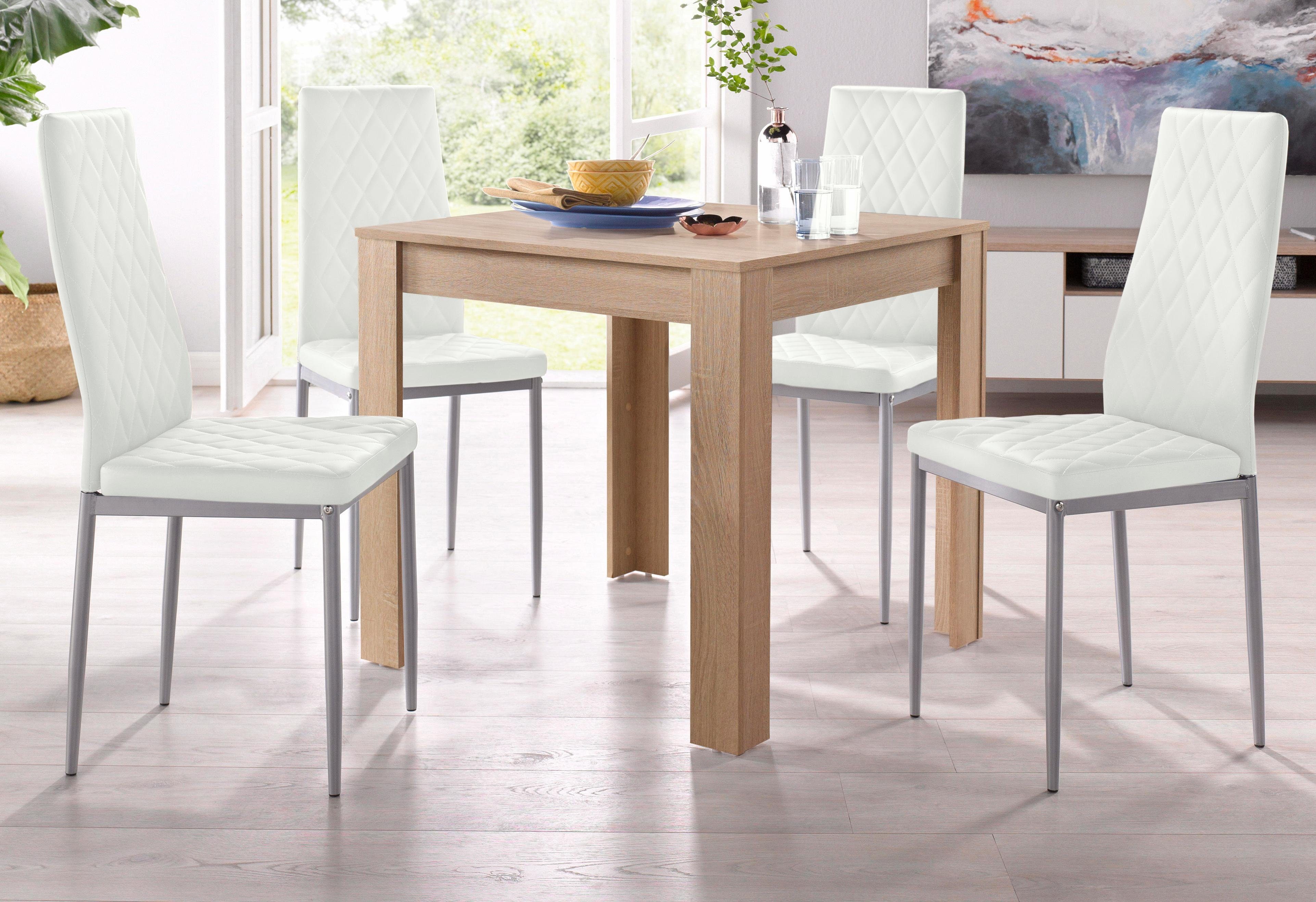 OTTO home Essgruppe, (Set, 5-tlg), mit Tisch in Eichefarben Sägerau, Breite 80 cm