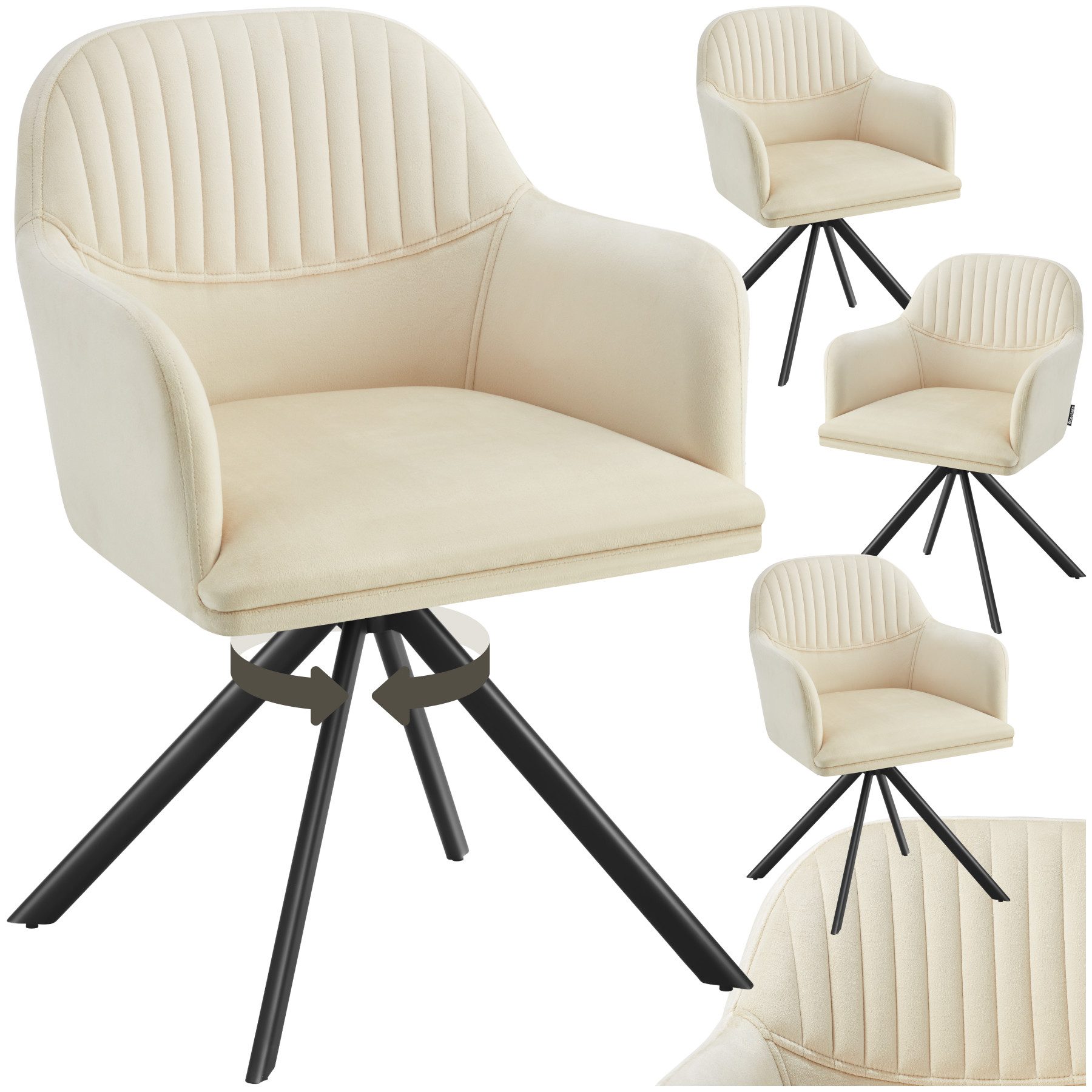 tectake Esszimmerstuhl Samt-Drehstuhl (Set, 4 St), günstig online kaufen
