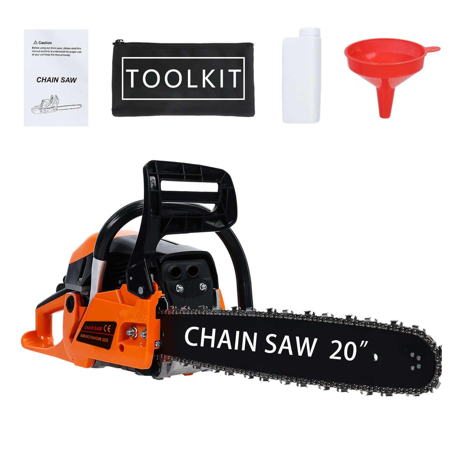 Rutaqian Benzin-Kettensäge Kettensäge, Handkettensäge, 58cc 2-Takt Benzinkettensäge – 20 Zoll, 1-tlg., Ideal für Baumfällung & Holzernte, Hohe Leistung, Ergonomisches Design, Automatisches Ölsystem