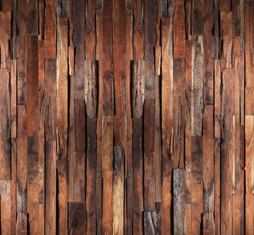 murimage® Fototapete Fototapete Holz 274 x 254 cm 3D Holzoptik Rustikal Vintage Braun Bretter Leisten Holzwand Tapete inklusive Kleister